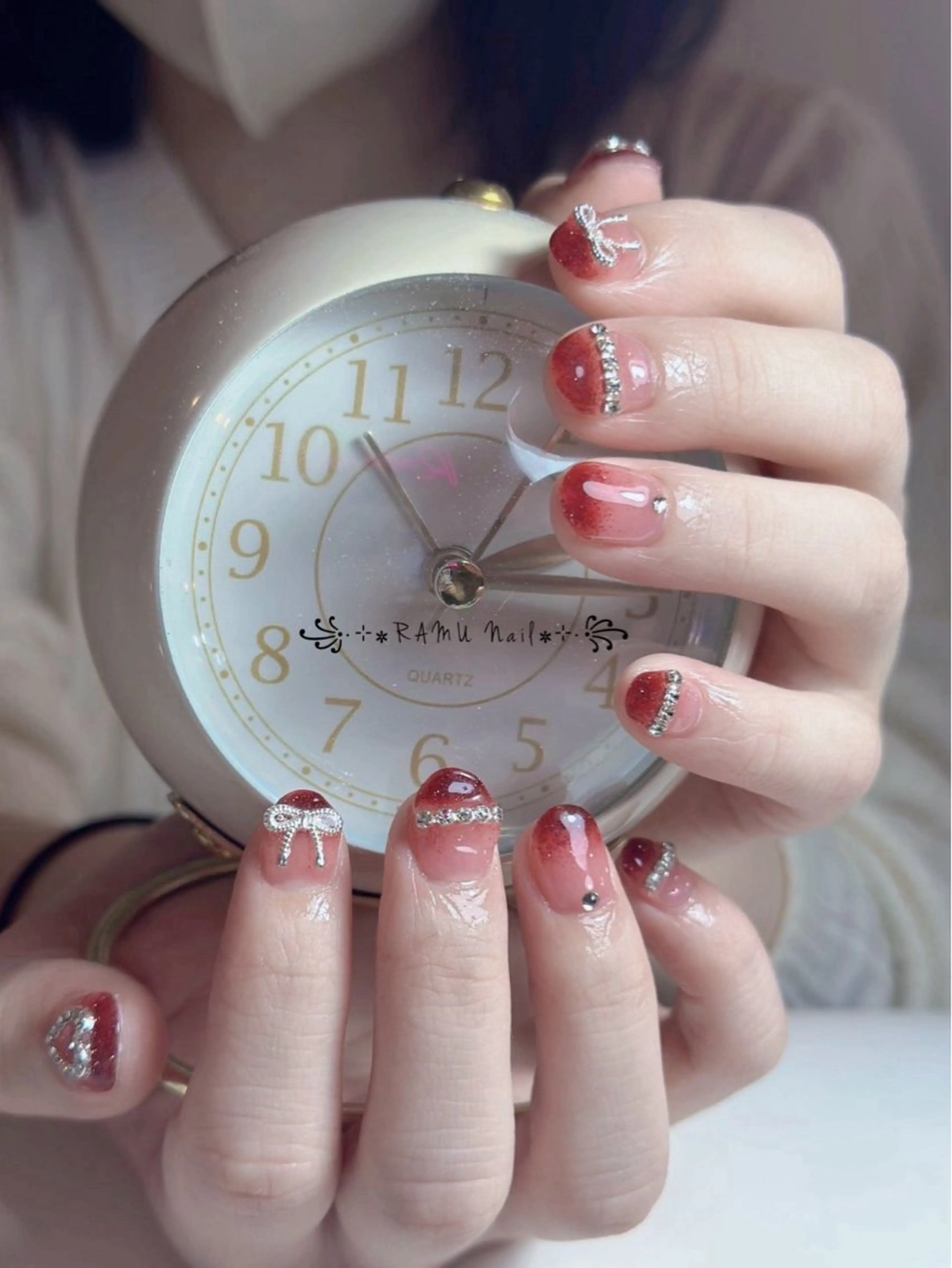 ネイル キラキラネイル マグネットネイル ミラーネイル ピンク 春ネイル ハンドネイル RAMU Nail 恵比寿店のネイルデザイン