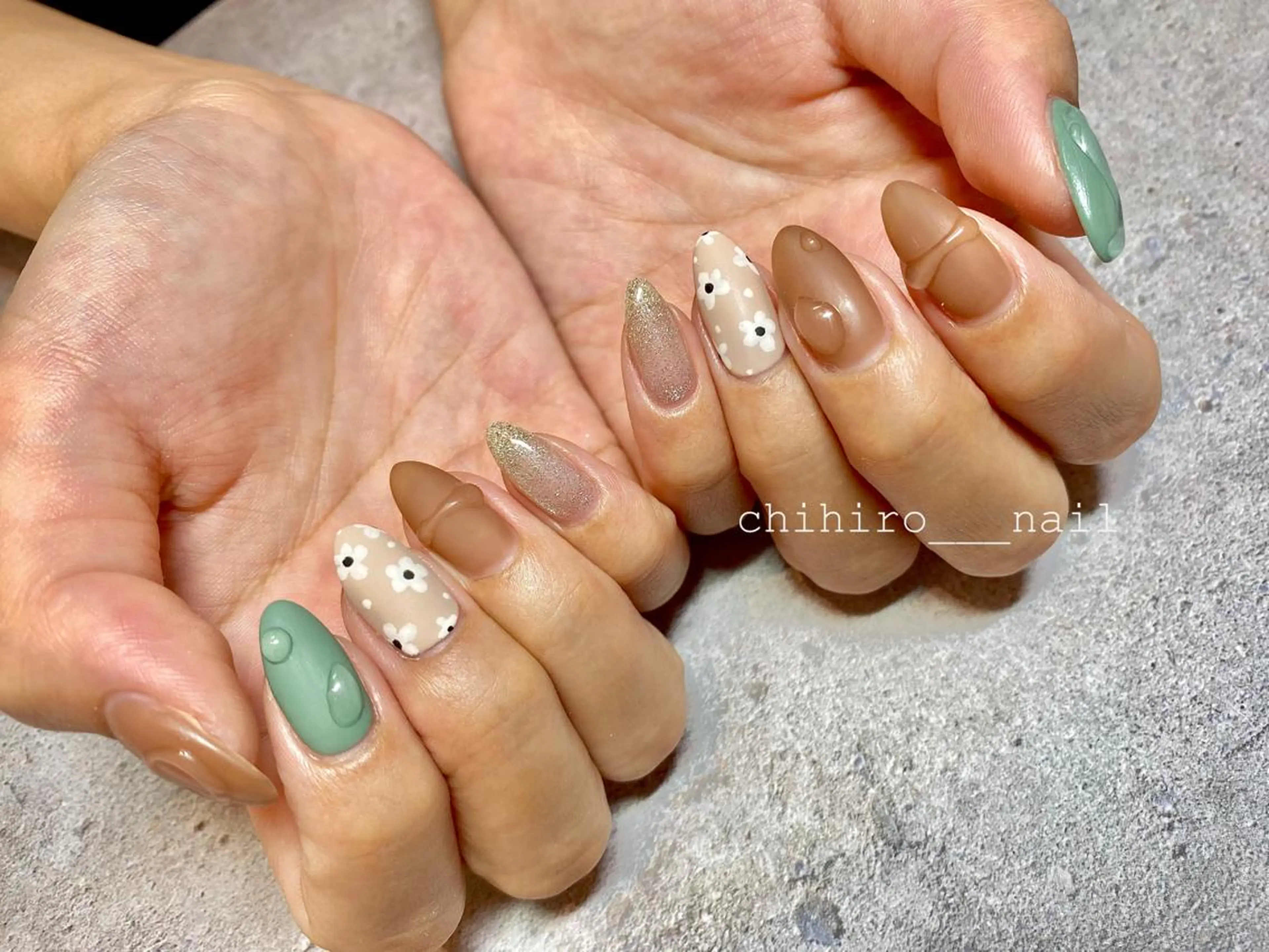 ロング カラー ネイル アートネイル フレンチネイル ジェルネイル マグネットネイル マグネットフレンチ ハンドネイル beauty salon ma'am所属・chihiro 小路ネイルのネイルデザイン
