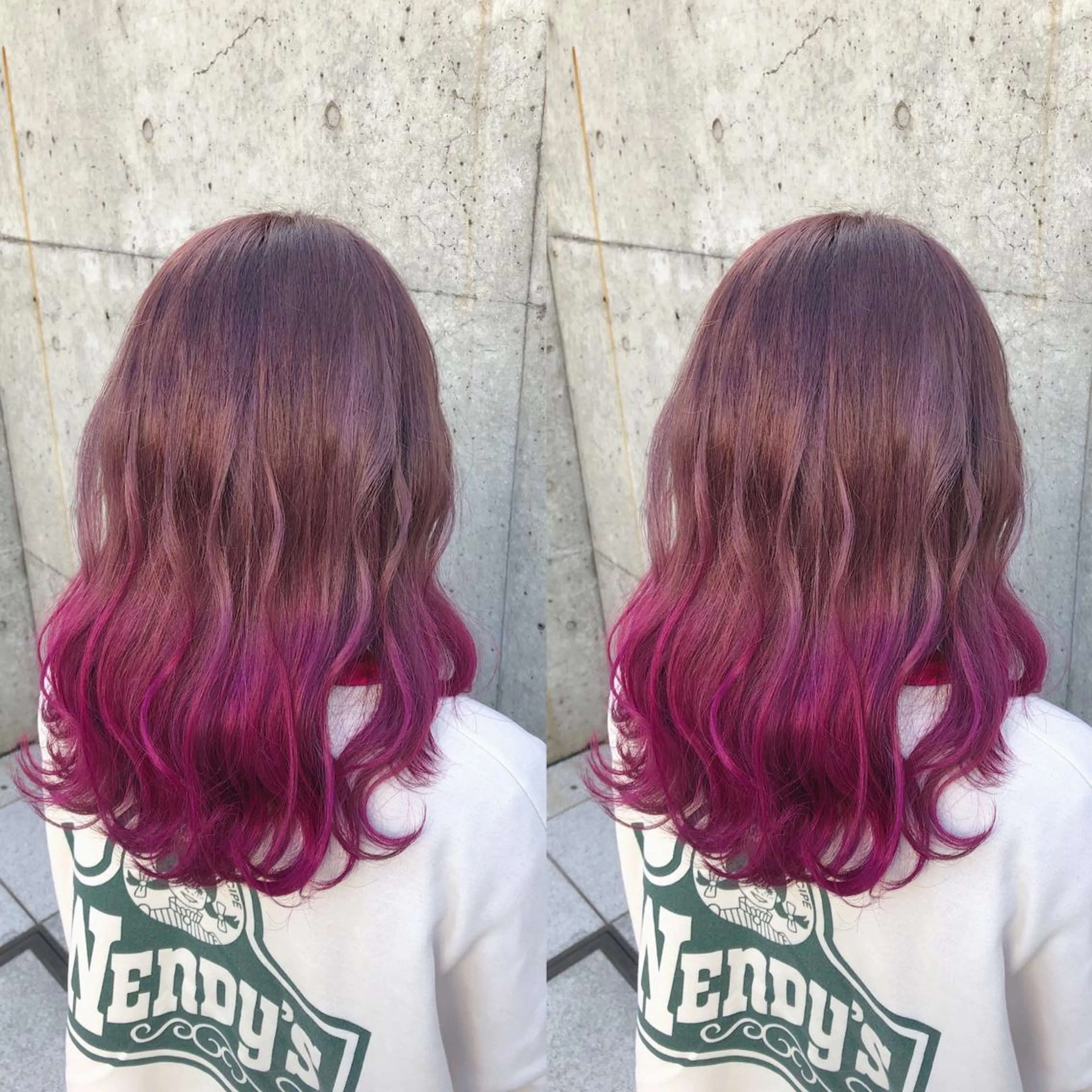 セミロング カラー ヘアアレンジ メンズ キッズ グラデーションカラー ピンクカラー ヘアカラー トリートメント 💟Chloe原宿店 🩶ハイトーンのヘアスタイル