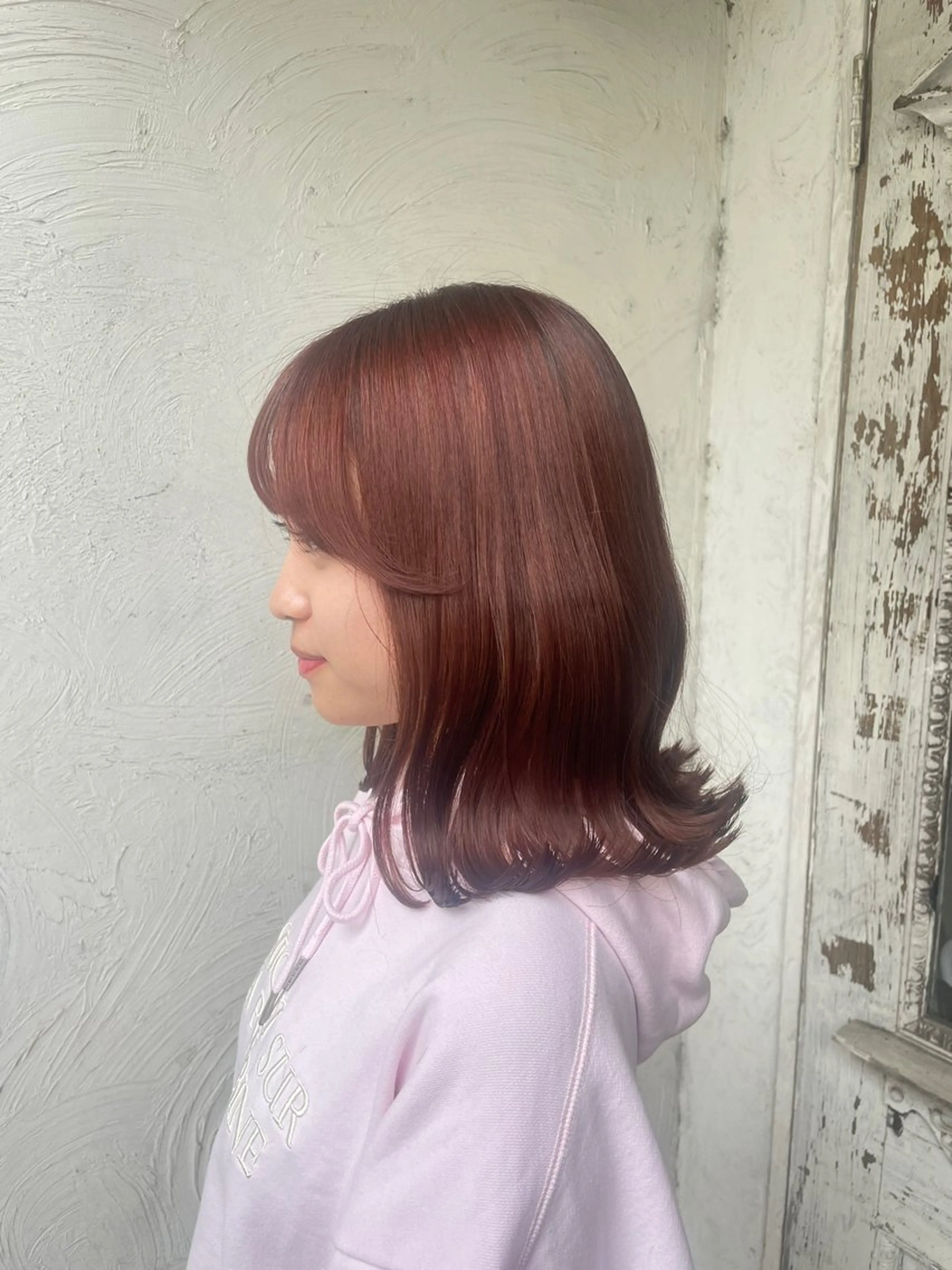 ミディアム カラー ベージュカラー ブリーチ ダブルカラー ブリーチなしカラー ピンクカラー ブリーチ/レイヤー 💙ayame💙のヘアスタイル