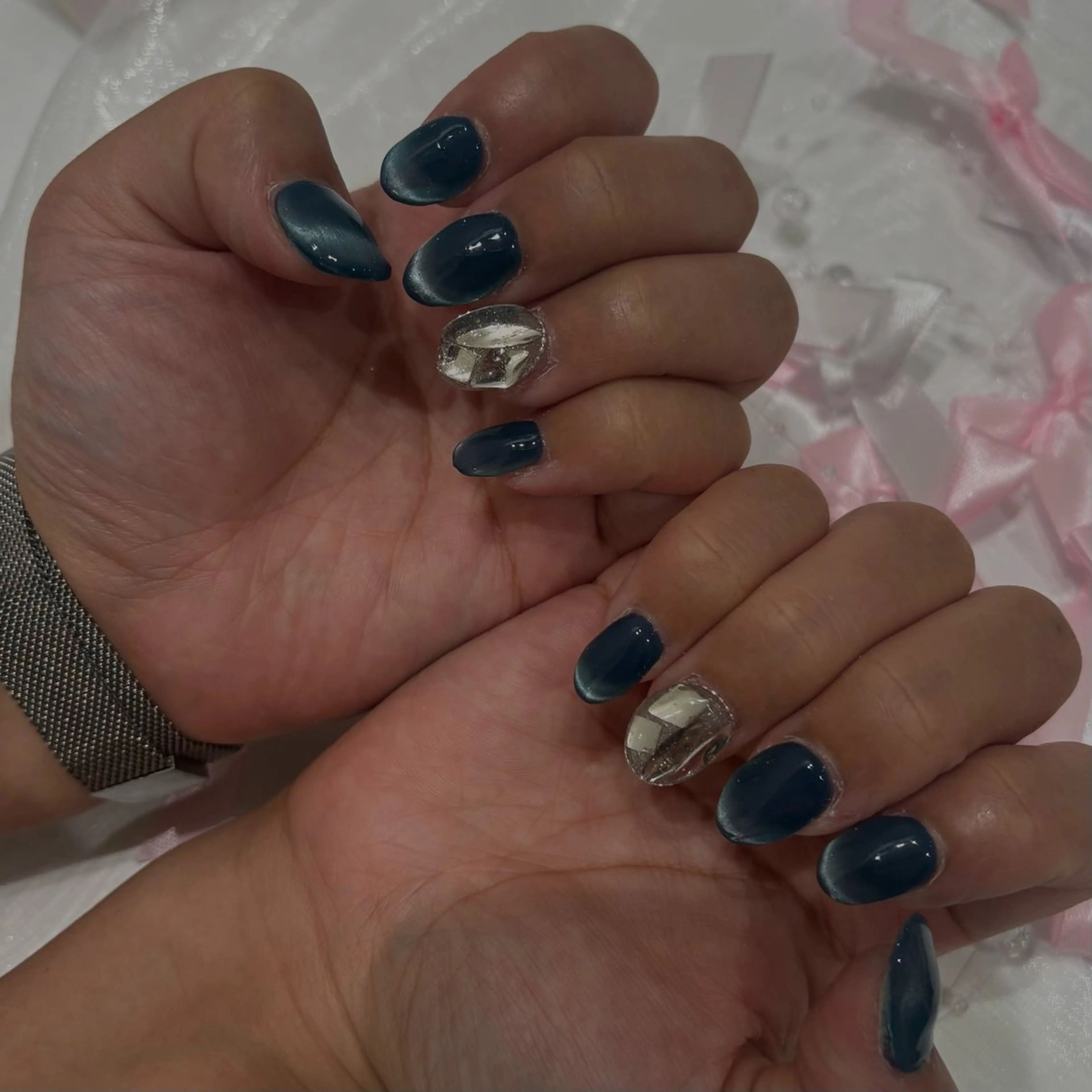 ネイル アートネイル 長さ出し フットネイル ハート キラキラネイル Vante梅田店所属・vante_aimi .パラジェル取扱店のネイルデザイン