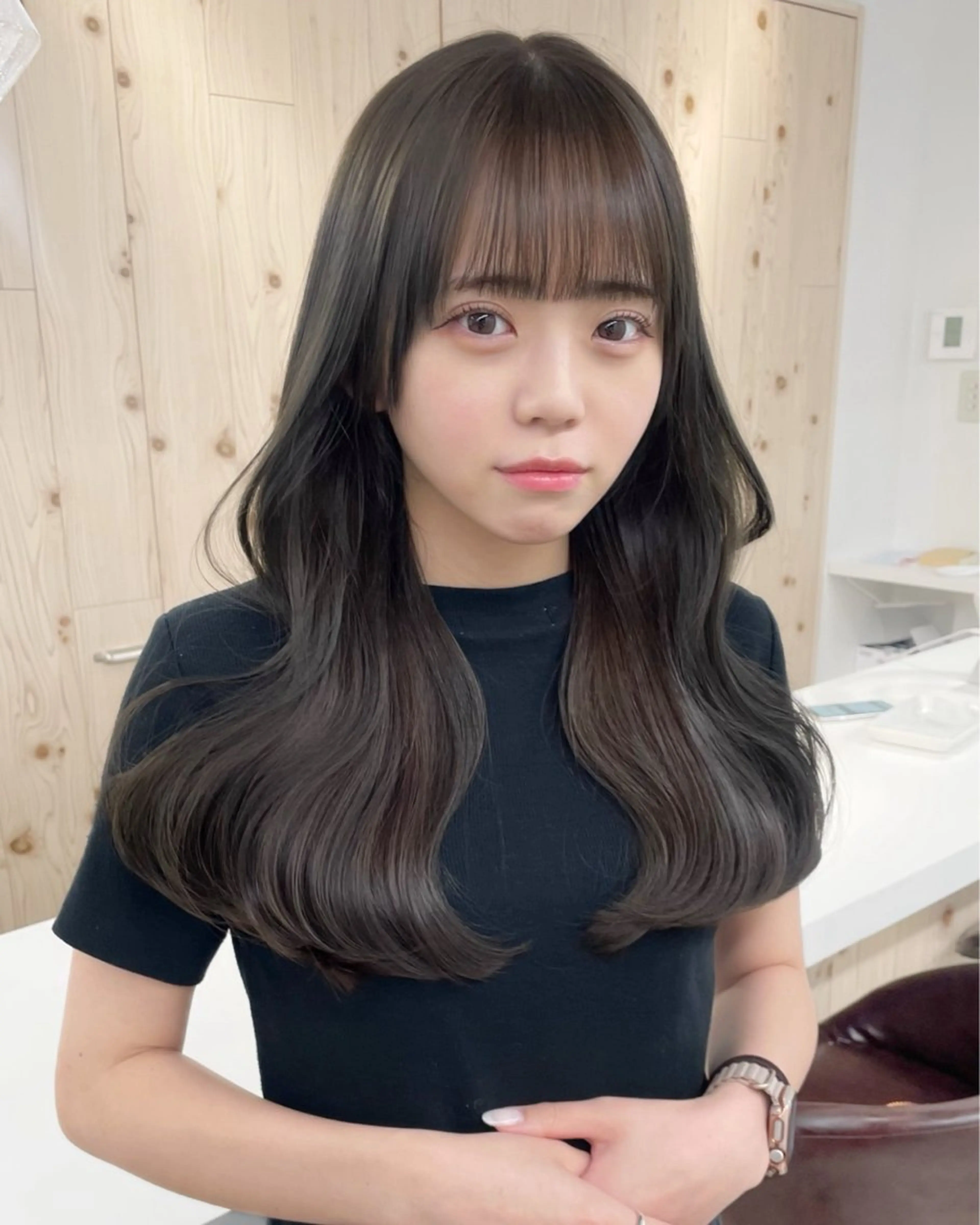 ロング カラー カット ヘアカラー トリートメント ヘアセット 新宿/韓国ヘア/ 髪質改善ストレートのヘアスタイル