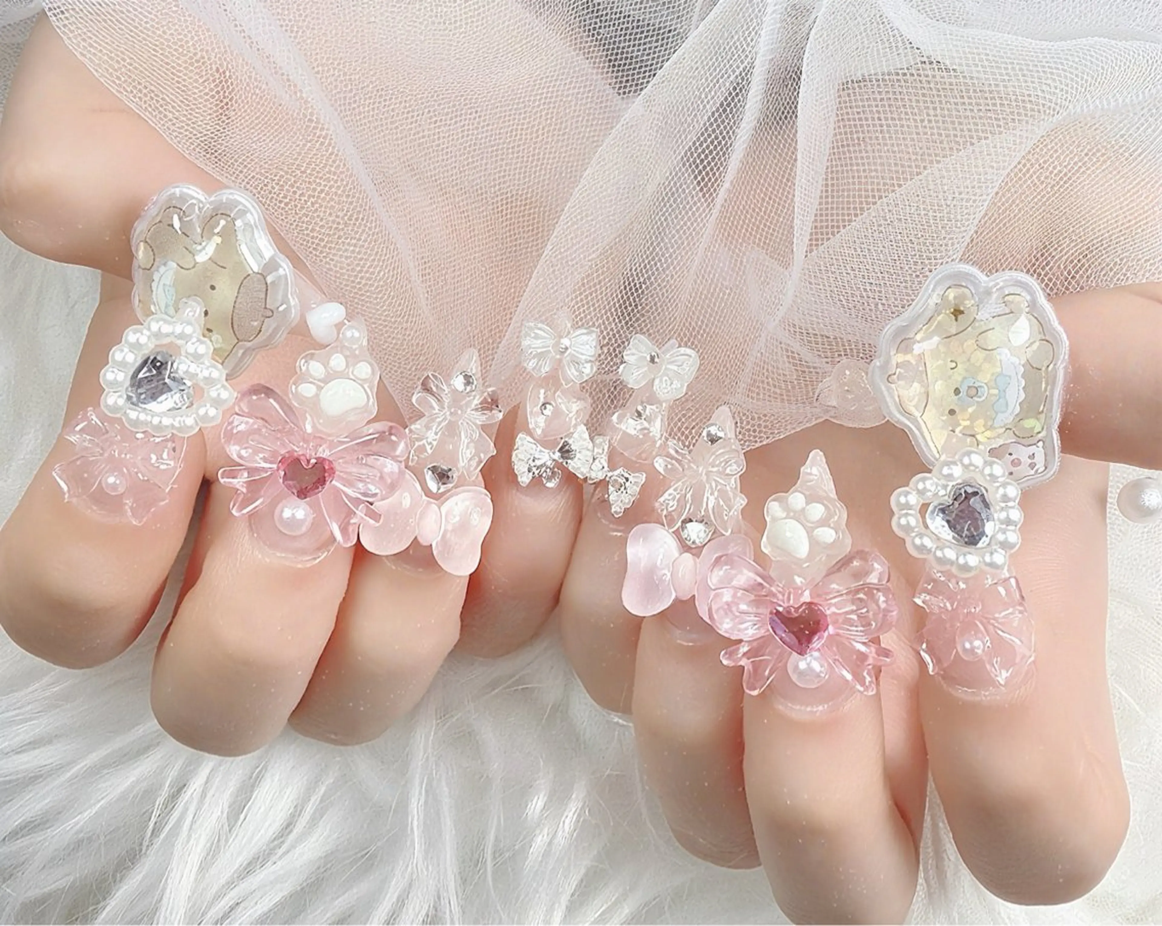 ネイル ハート リボン ハンドネイル ハンドケア Gote Kawa nail salonのネイルデザイン