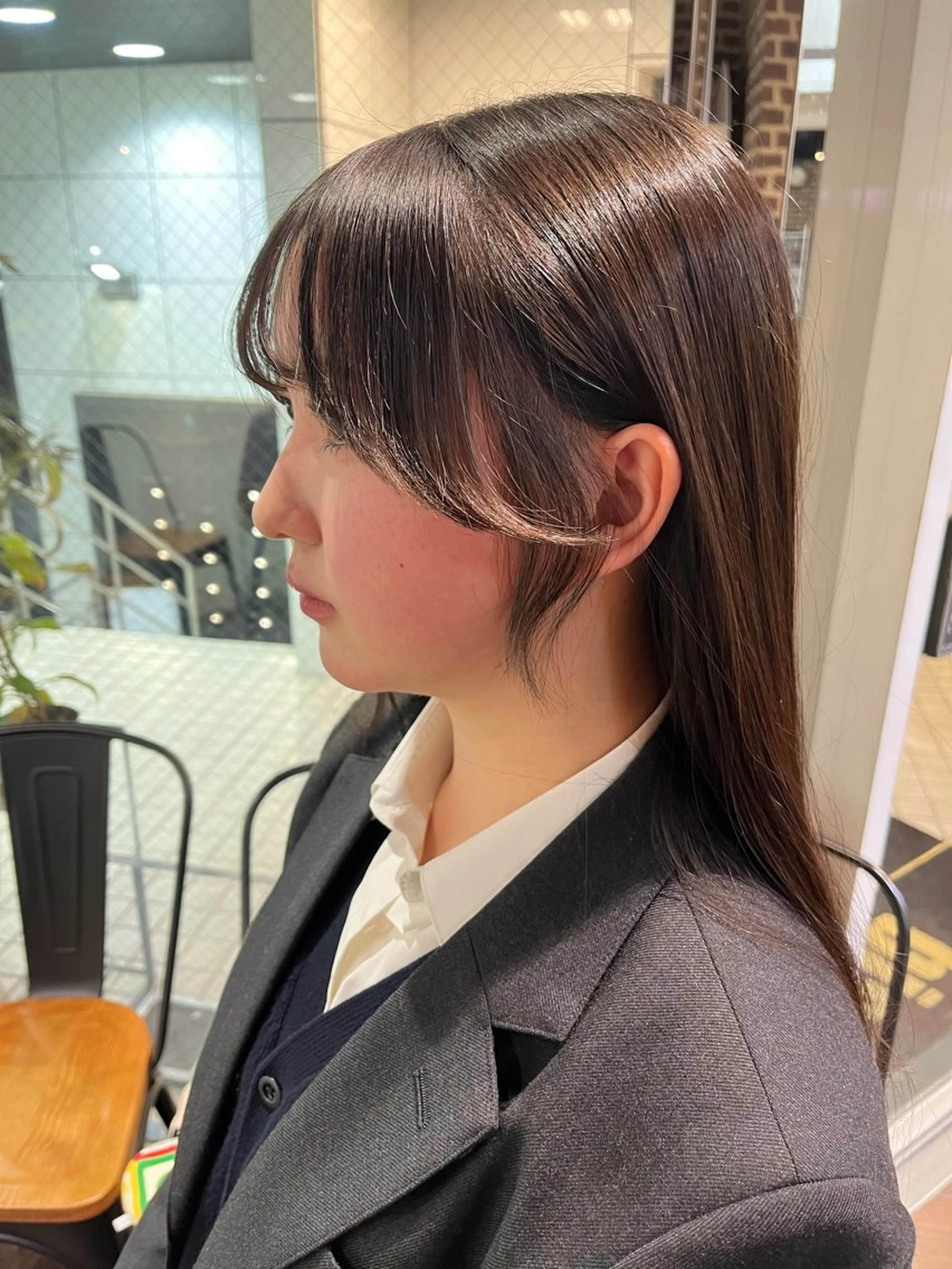 ミディアム 顔周りカット 髪質改善 サイドバング カット トリートメント カットパーマ あさみのヘアスタイル