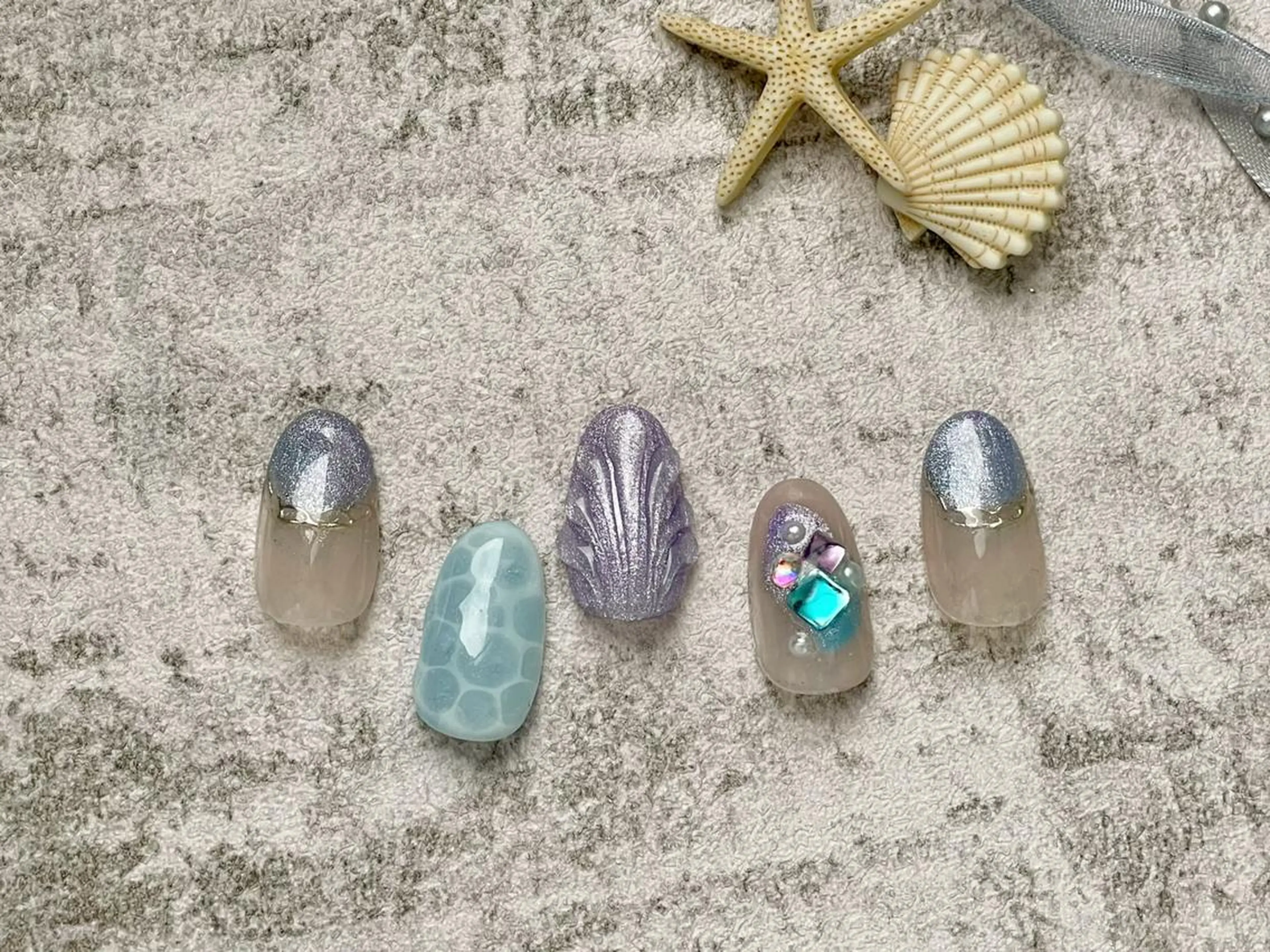 ネイル クリアネイル 佐藤 ニーナ★ラベンダーのネイルデザイン