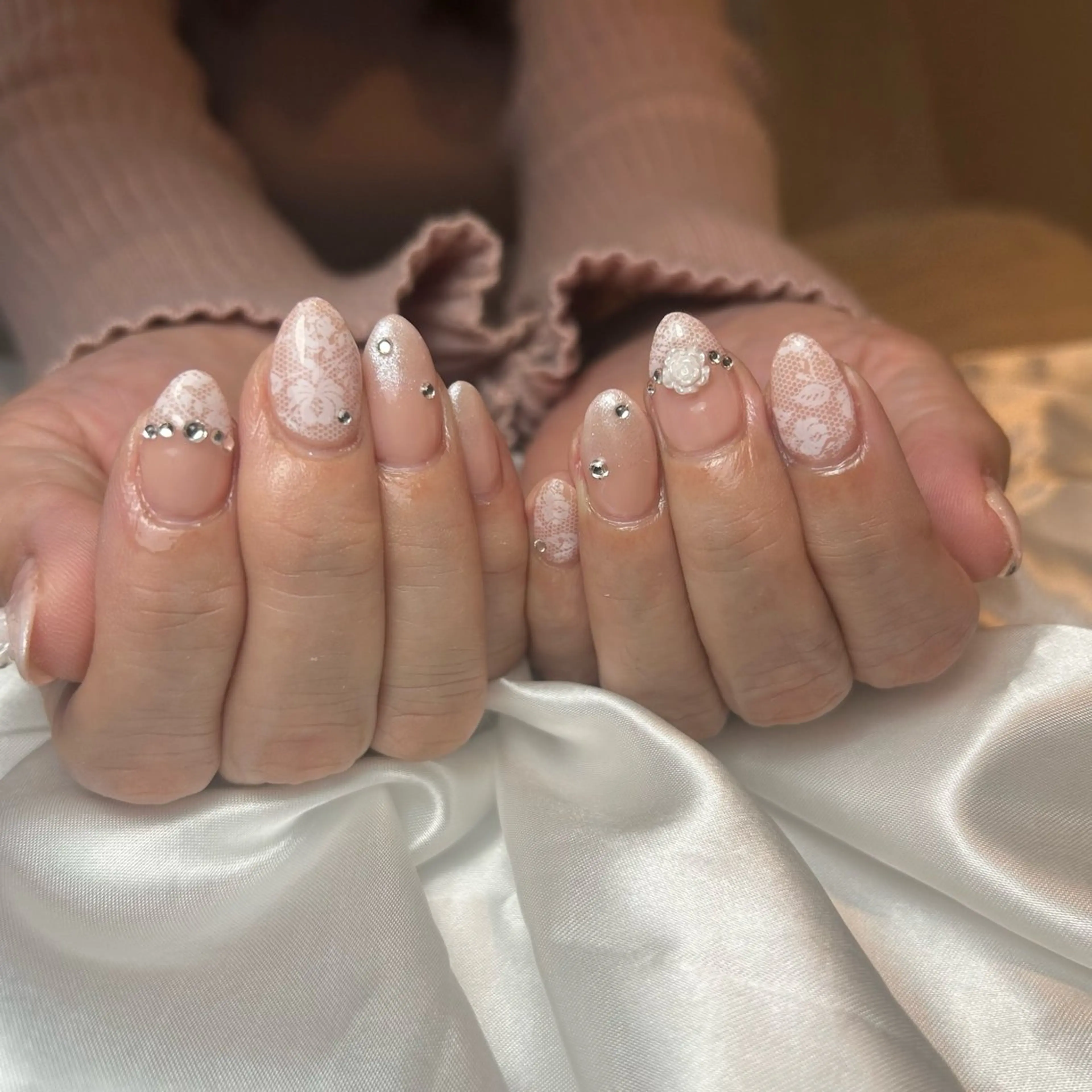 ネイル レース ワンホンネイル ハンドネイル Mu'ryu HARUKAのネイルデザイン