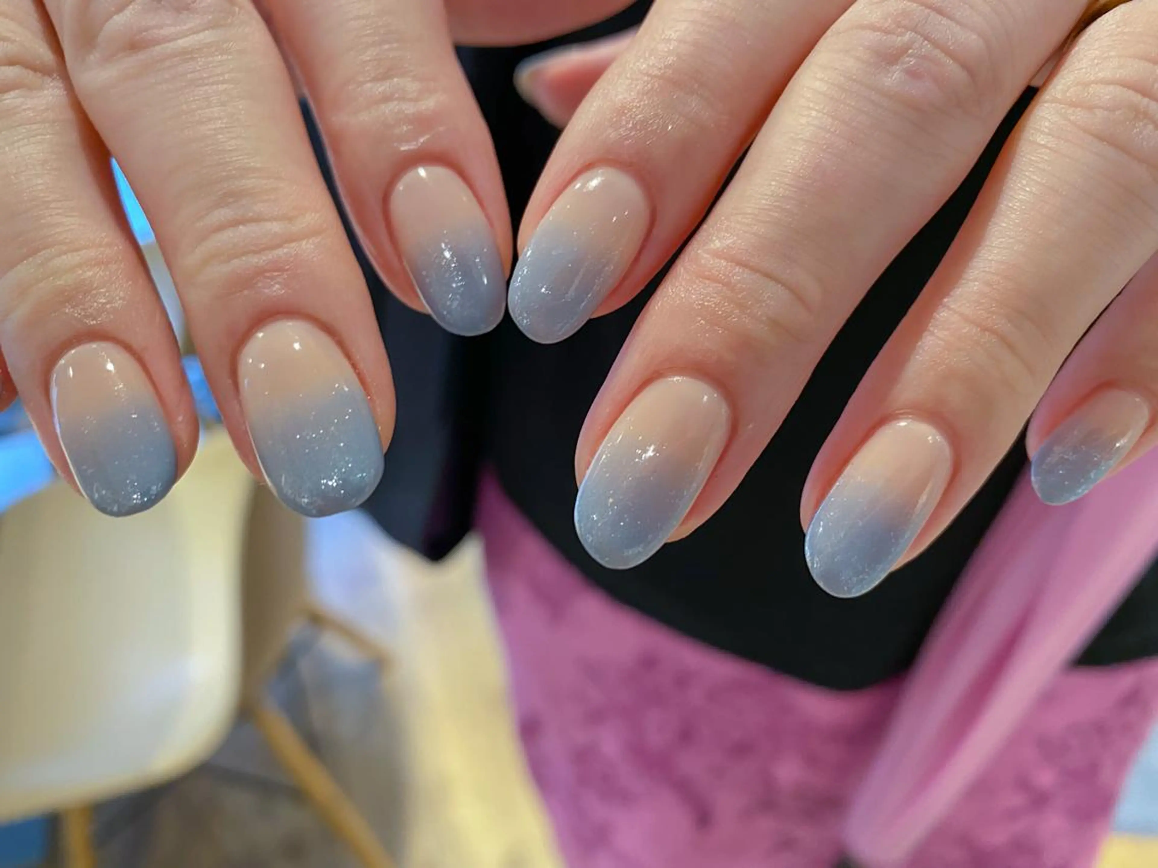 ネイル ブルー ピンク ピンクベージュ ハンドネイル 表参道colore所属・表参道colore店 REICAのネイルデザイン