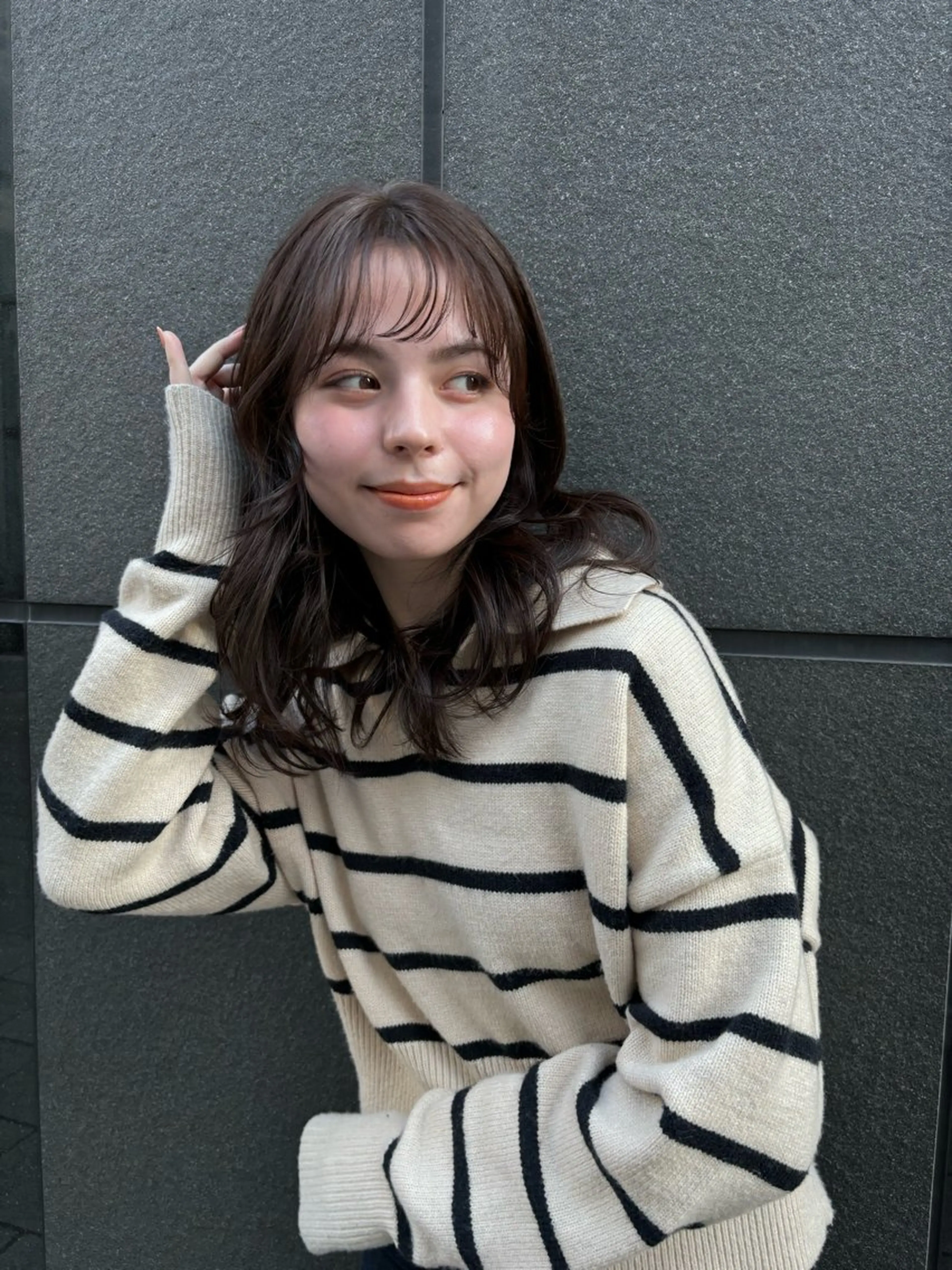 セミロング パーマ セミロングパーマ ニュアンスパーマ ボブ/ミディアム 親しみやすさ/さくらのヘアスタイル