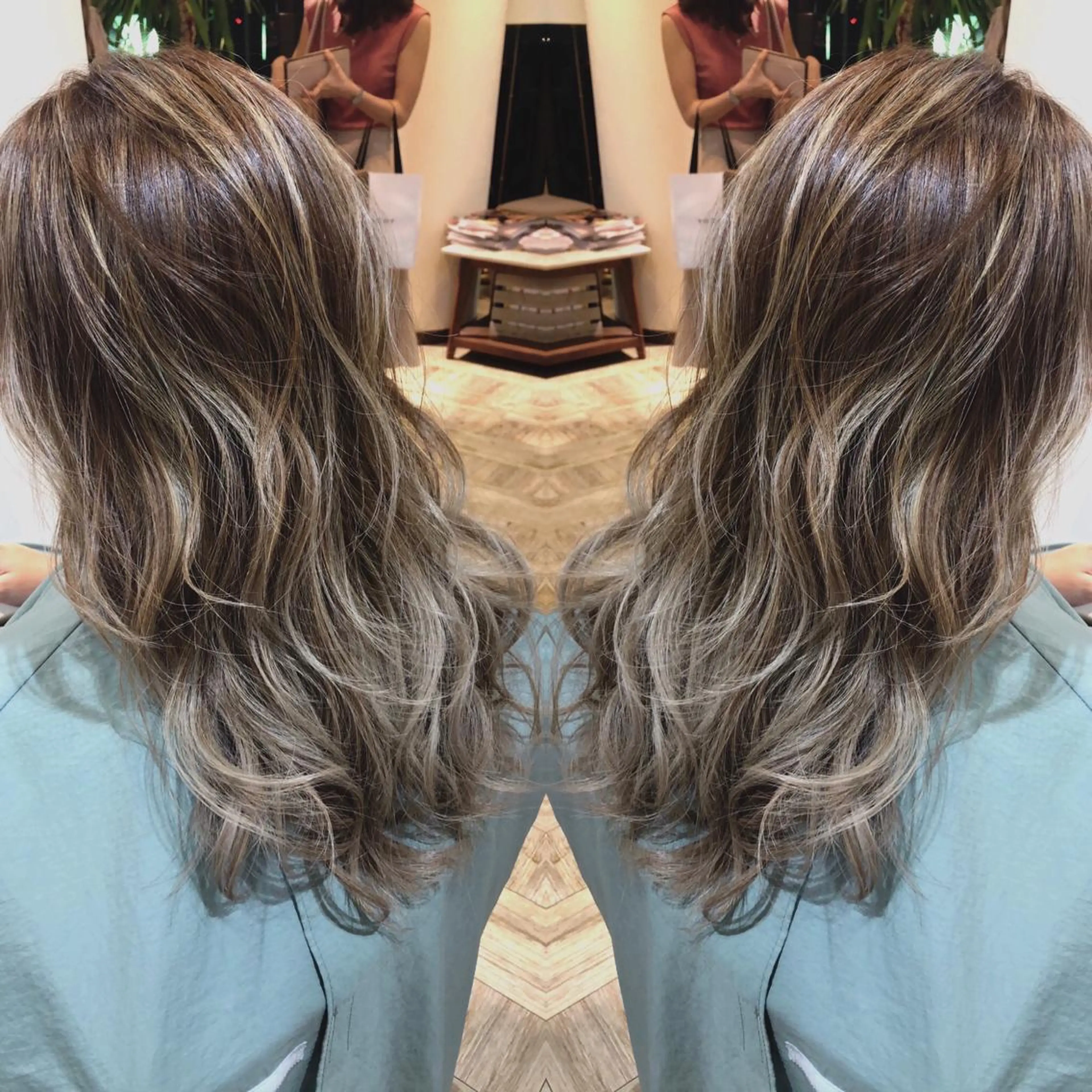 セミロング カラー ワンレンボブ セミロングパーマ アッシュ ベージュカラー ショコラベージュ カット ヘアカラー トリートメント 【垢抜け大人髪】 TIARA西山のヘアスタイル