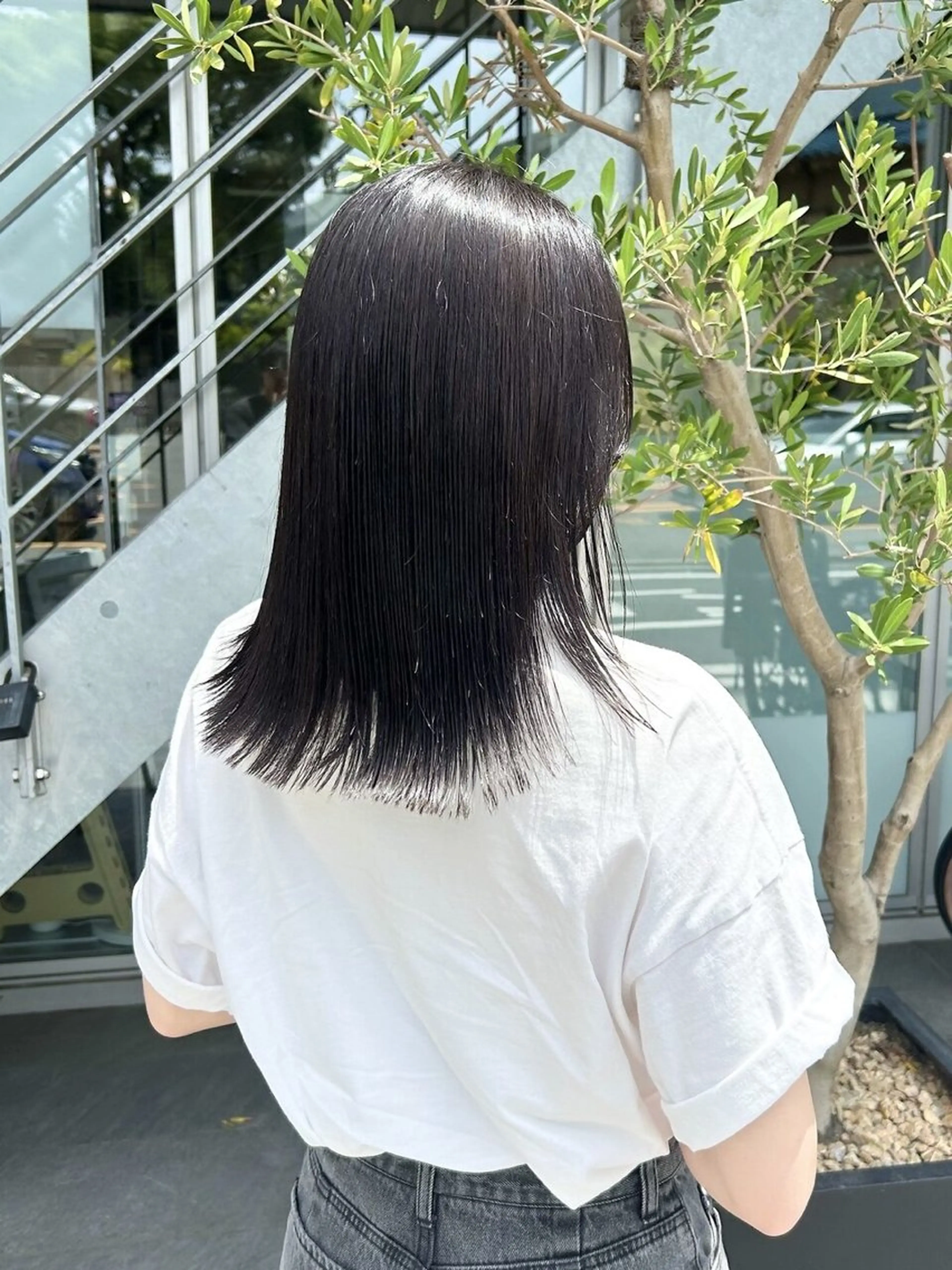 ミディアム カラー カット ヘアカラー トリートメント 鈴木弥月/大人ボブ× 透明感カラーのヘアスタイル