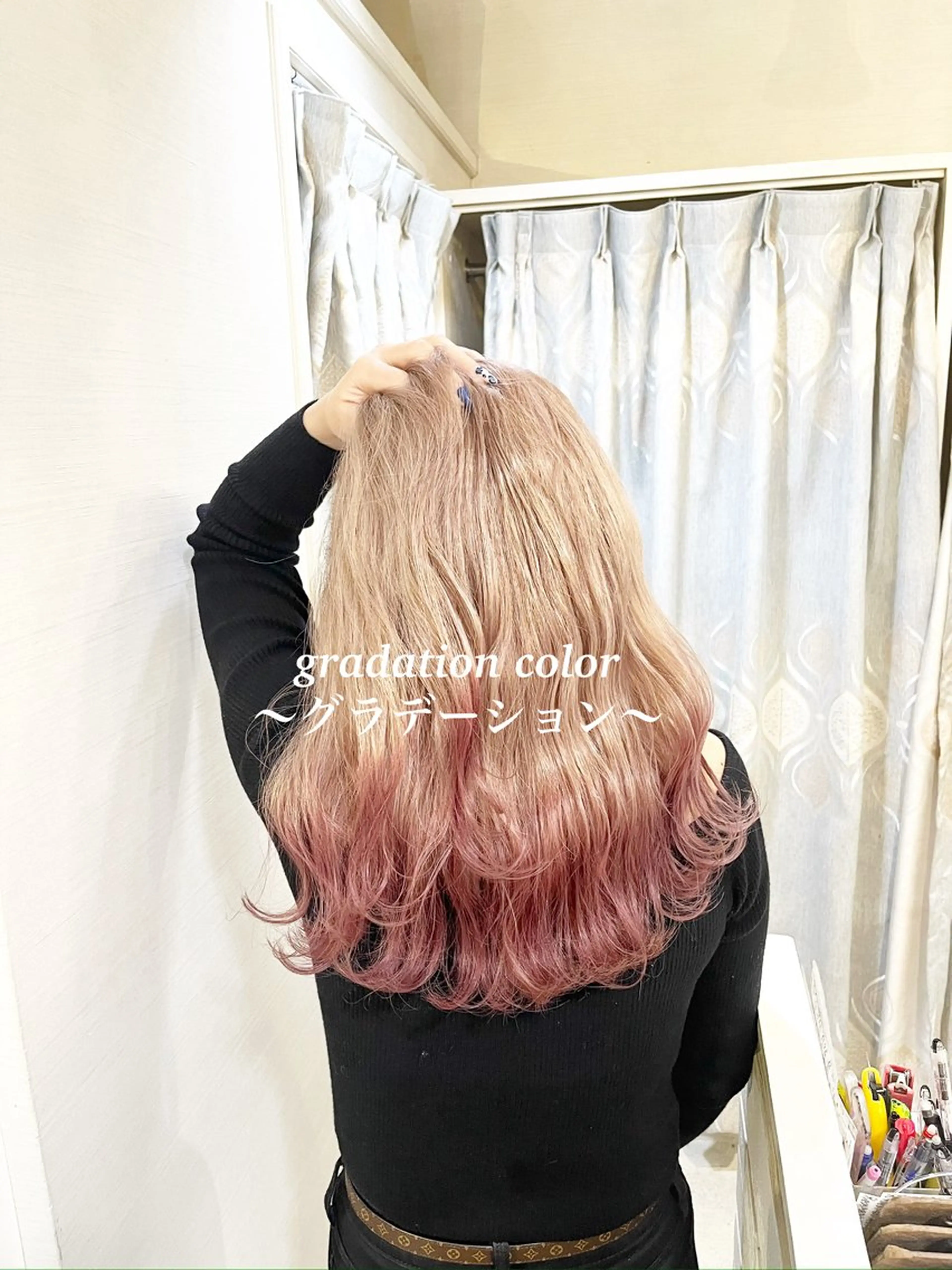 ロング カラー ベージュカラー グラデーションカラー ピンクカラー ホワイトベージュ カット ヘアカラー カラー特化美容師 なかもと たつひろのヘアスタイル