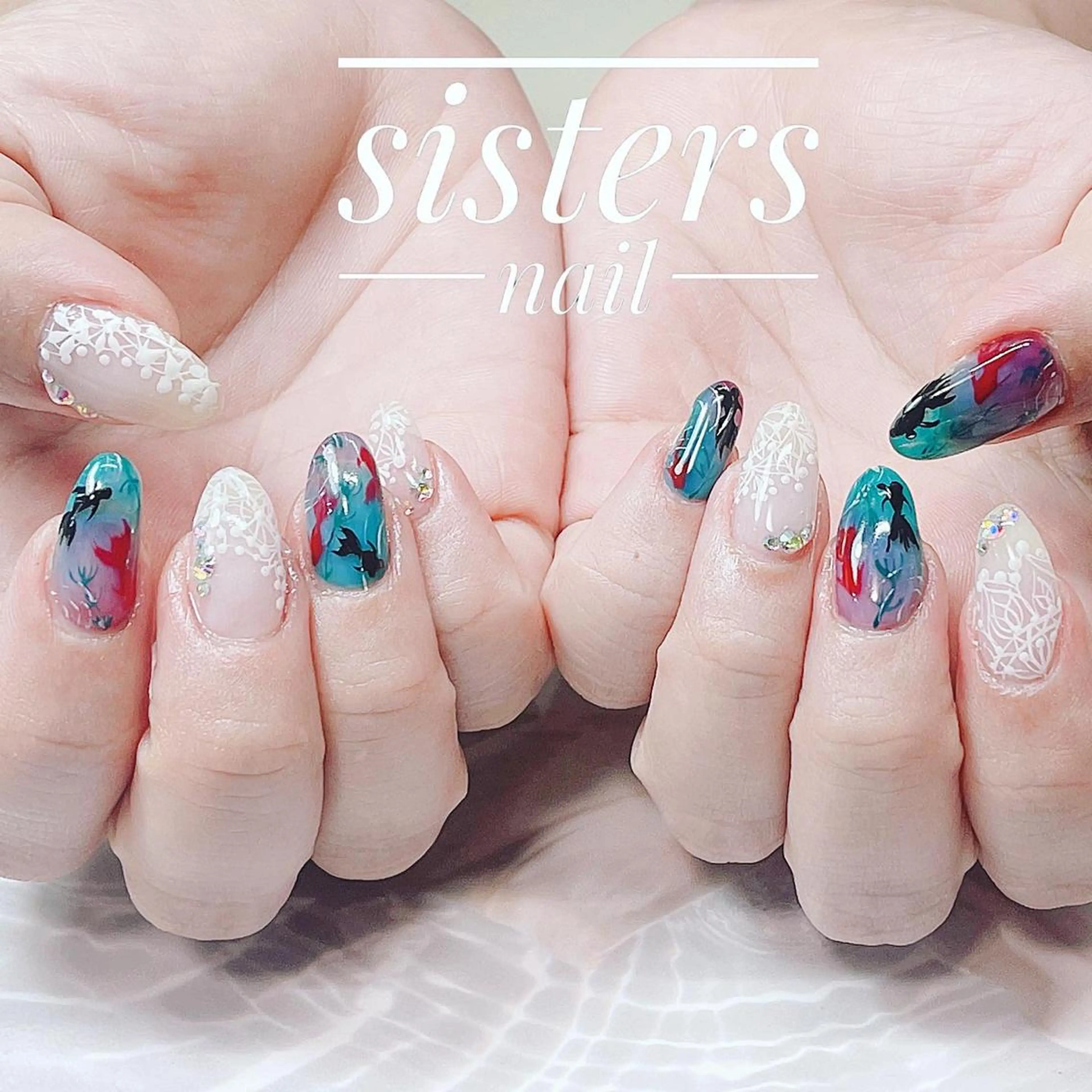 ネイル アートネイル レース ニュアンスネイル 夏ネイル ハンドネイル ハンドケア sisters nail.fのネイルデザイン