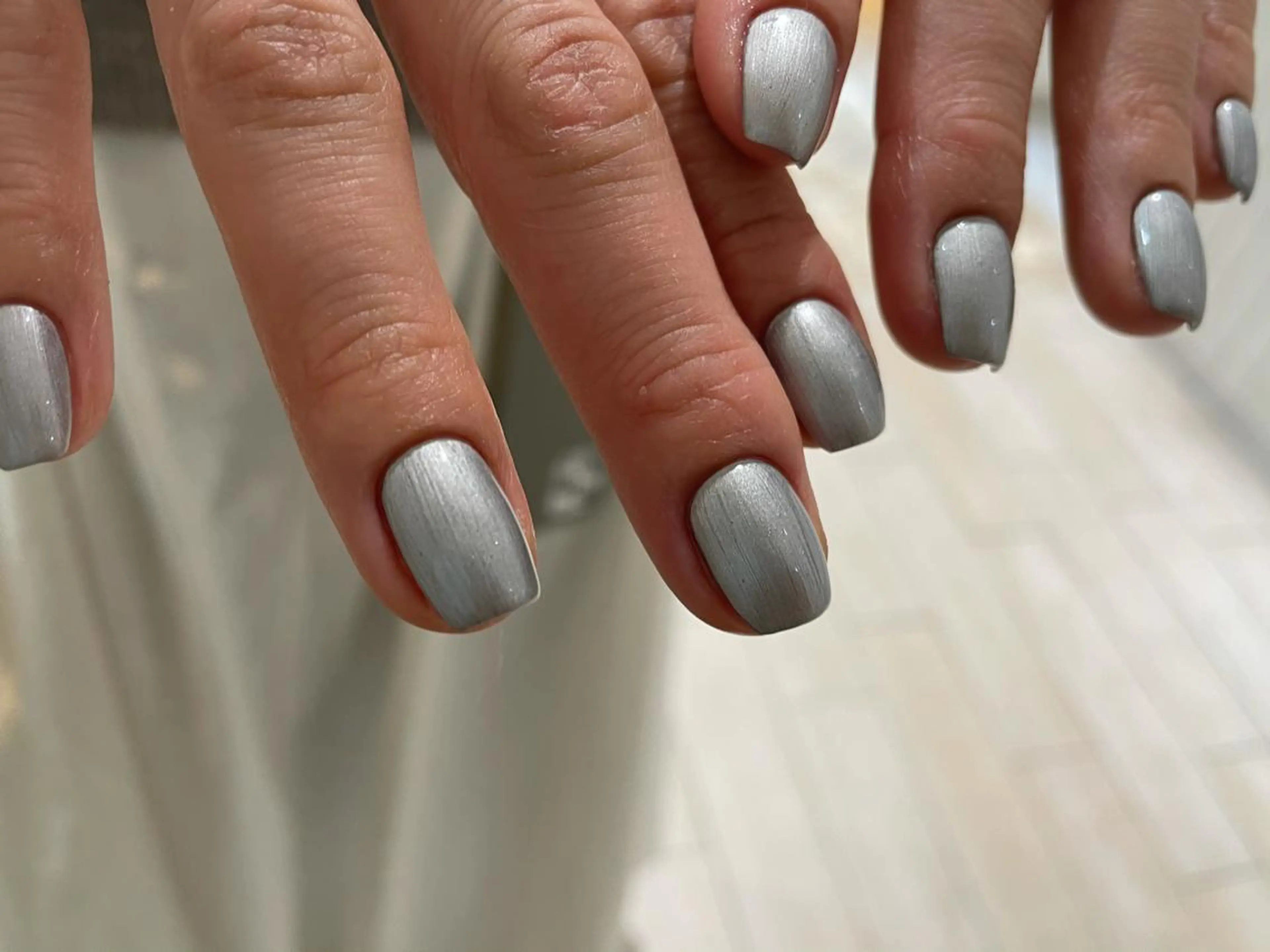 キッズ ネイル ワンカラーネイル シルバー feey ⁑erinaのネイルデザイン