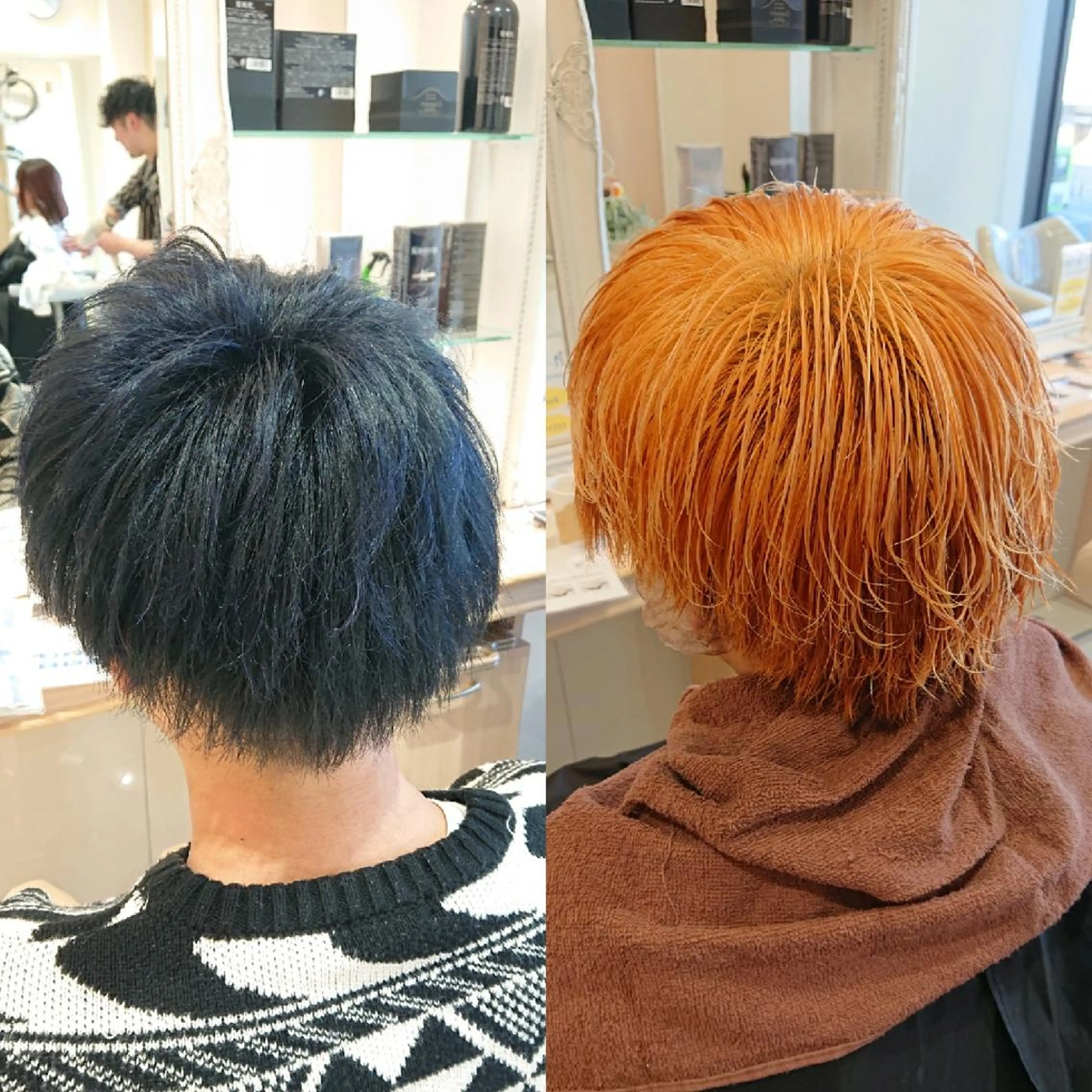 ショート メンズ カラー メンズブリーチ 黒髪 ブリーチ ブルーカラー ブルーブラック 宮本 秀人のヘアスタイル