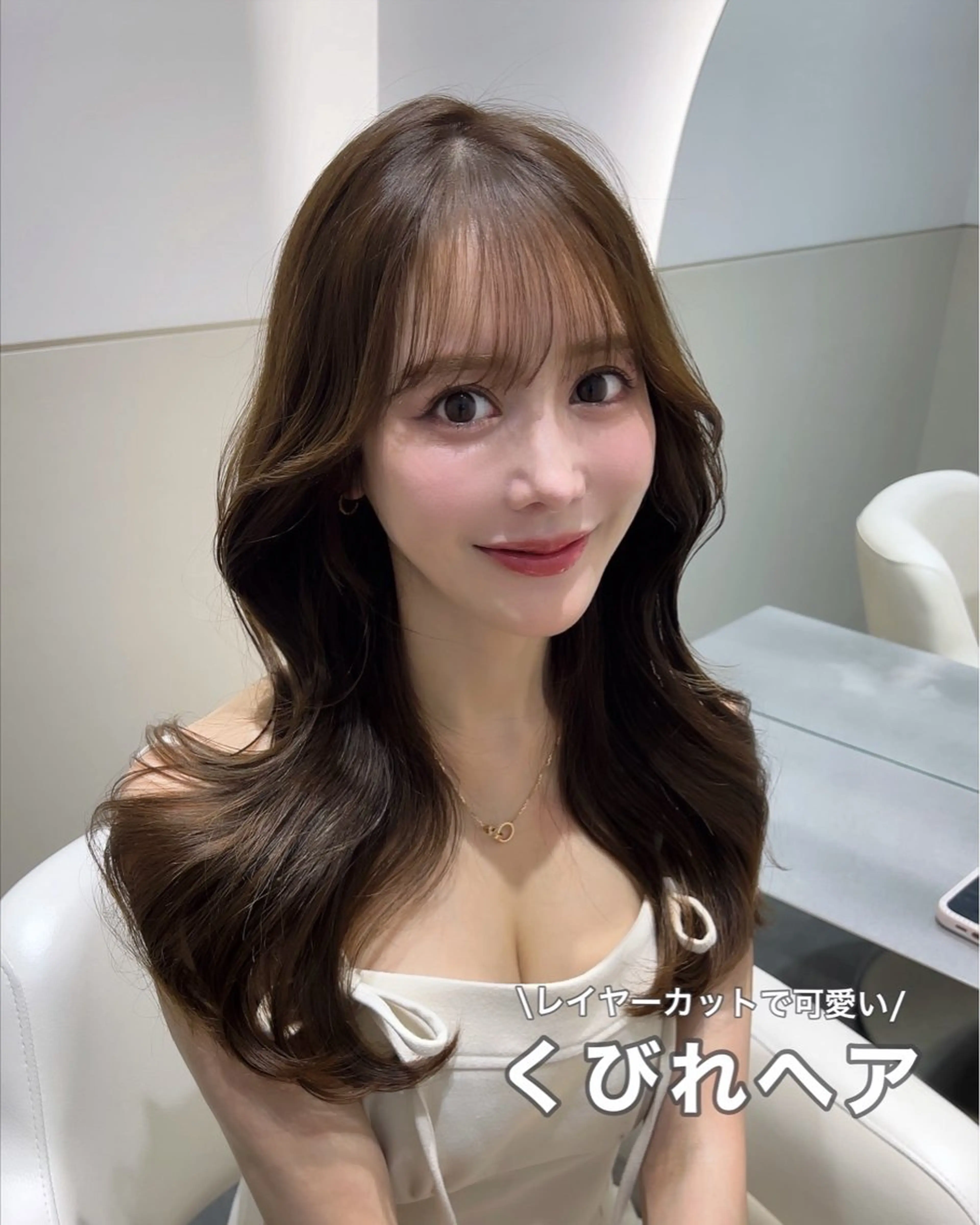 セミロング カラー くびれヘア カット ヘアカラー トリートメント 🩷韓国ヘア/ミディ アム🩷Maikaのヘアスタイル