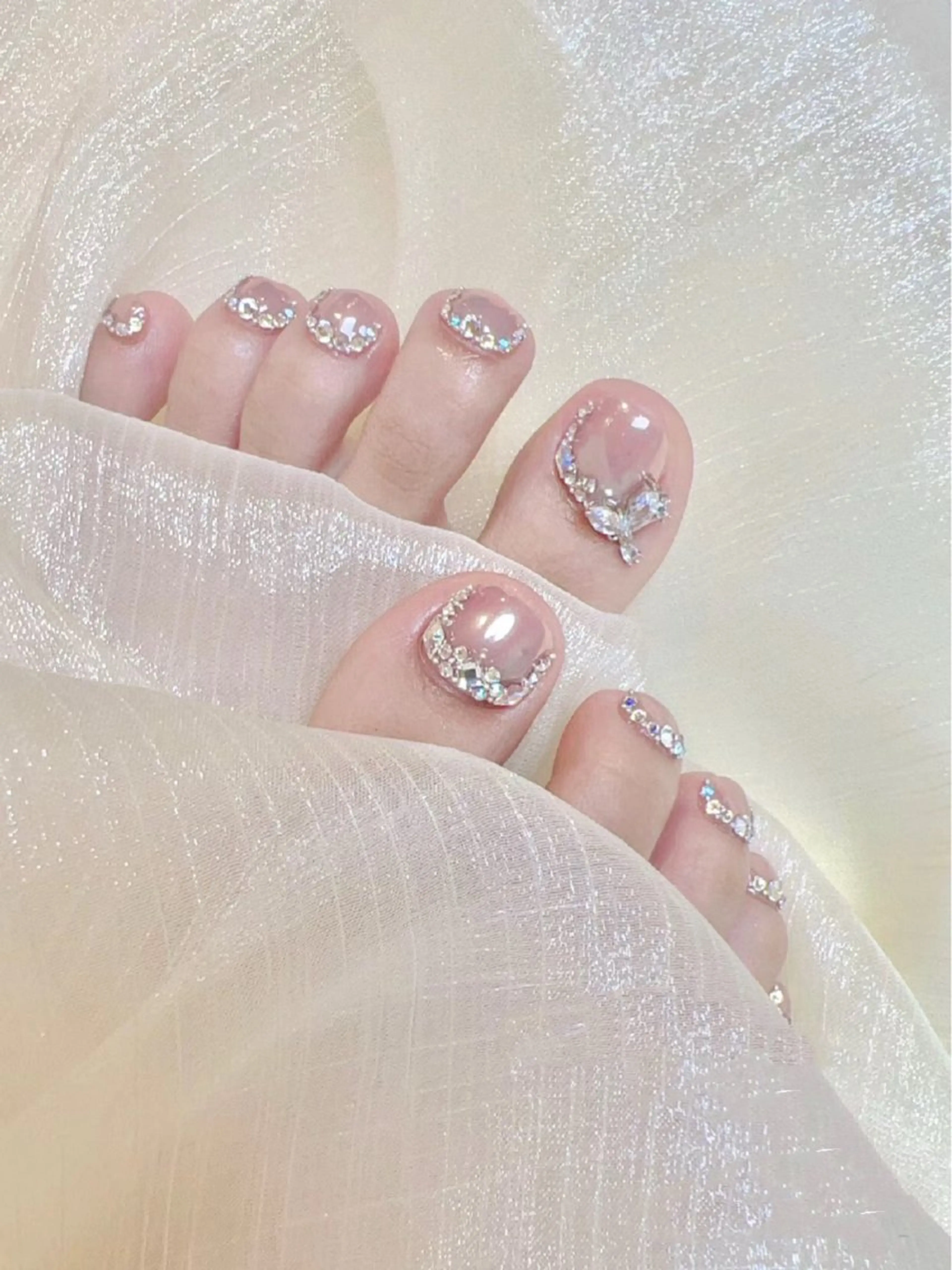 ネイル チークネイル フットネイル フレンチネイル ジェルネイル ガラスフレンチ Nikosalon rikoのネイルデザイン