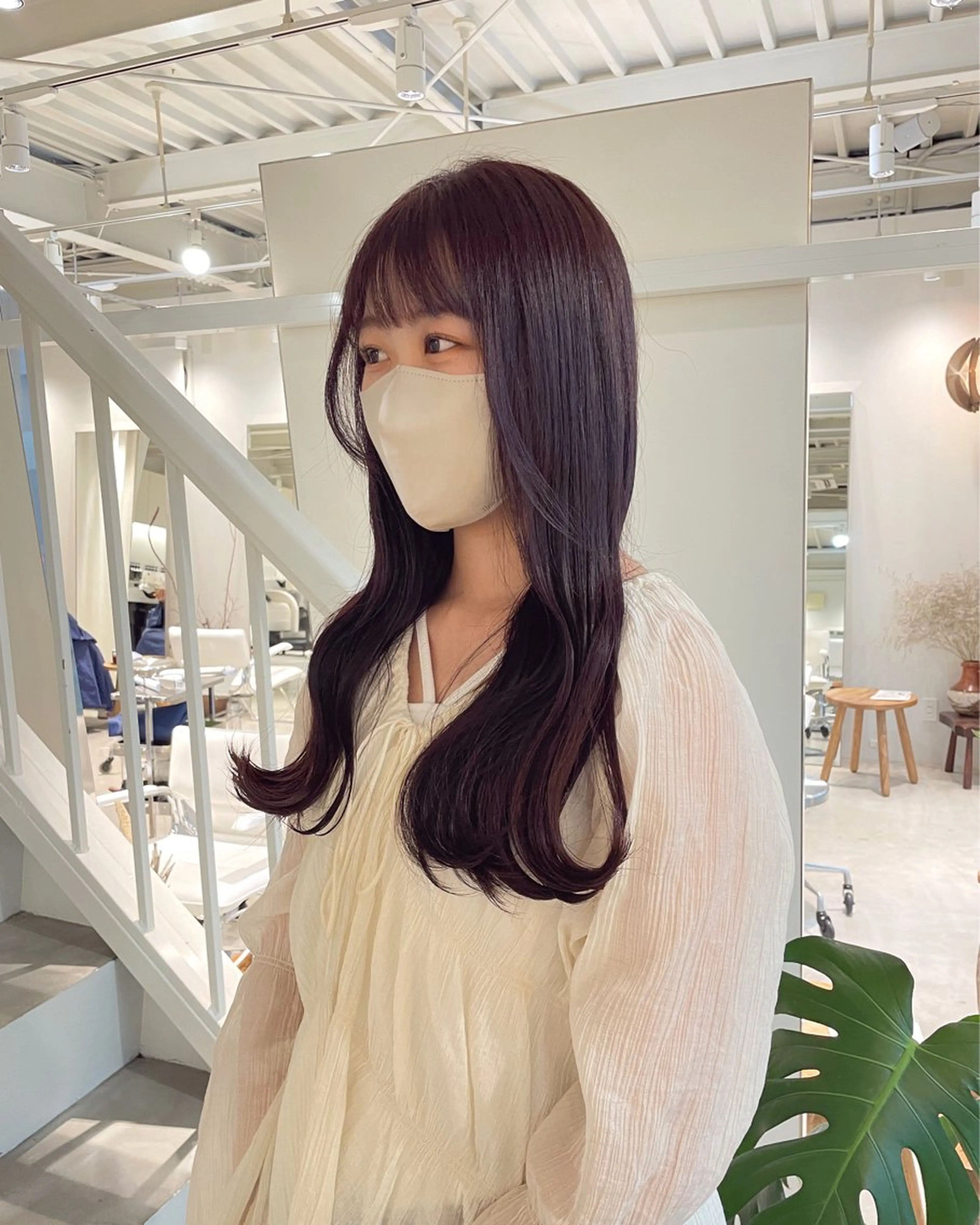 ロング カラー ブリーチ ブラウンカラー ブリーチなしカラー ピンクカラー ピンクブラウン 安西 香利奈のヘアスタイル