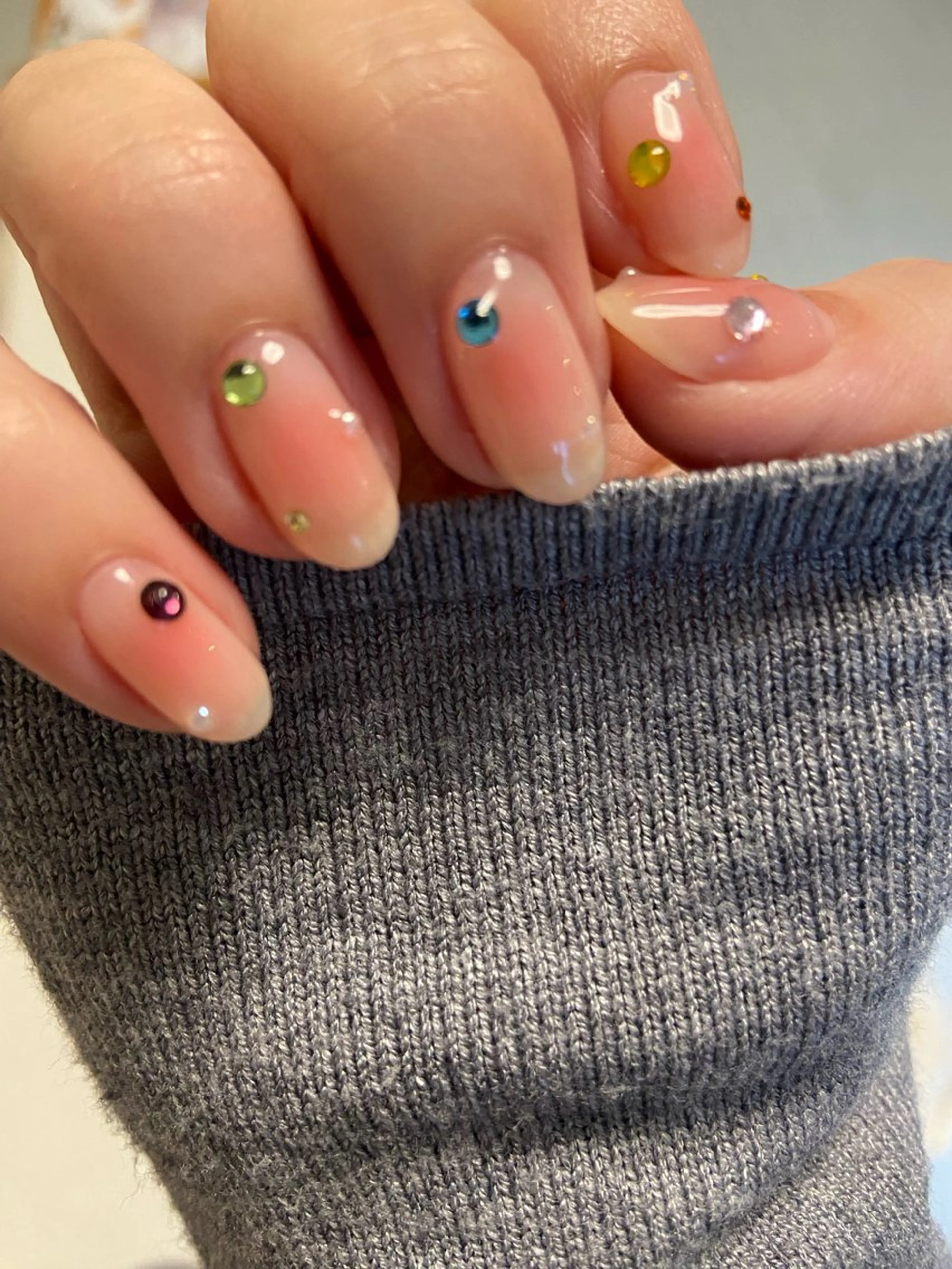 ネイル チークネイル 氷ネイル・うるうるネイル 韓国ネイル ハンドネイル ﾈｲﾙｻﾛﾝ Bellefleurのネイルデザイン