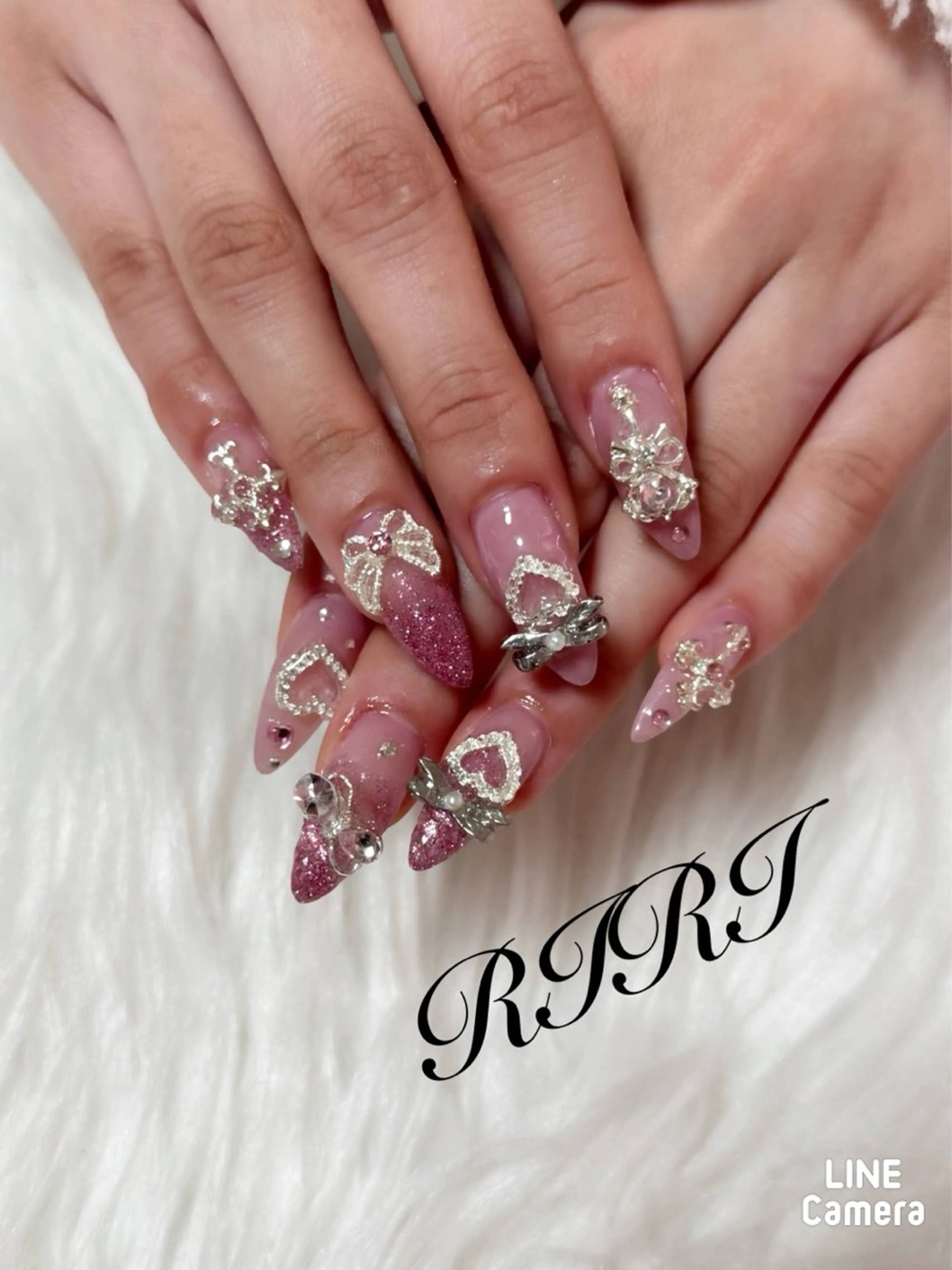 ネイル ジェルネイル ロングネイル ピンク スカルプネイル シンプルネイル ハンドネイル riri オーナーのネイルデザイン