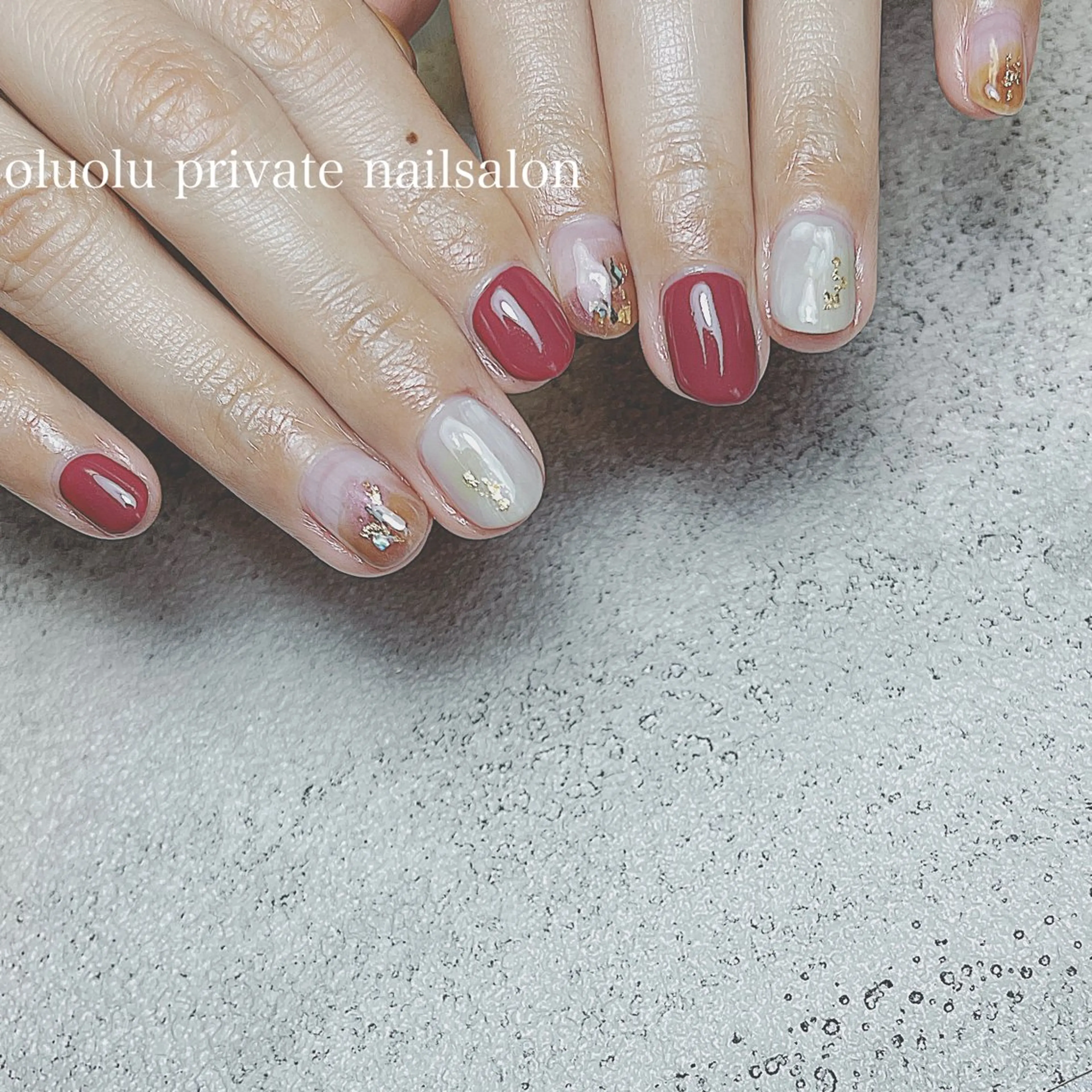 ネイル アートネイル べっ甲ネイル ボルドー フットネイル ジェルネイル ハンドネイル 大村 紬華のネイルデザイン