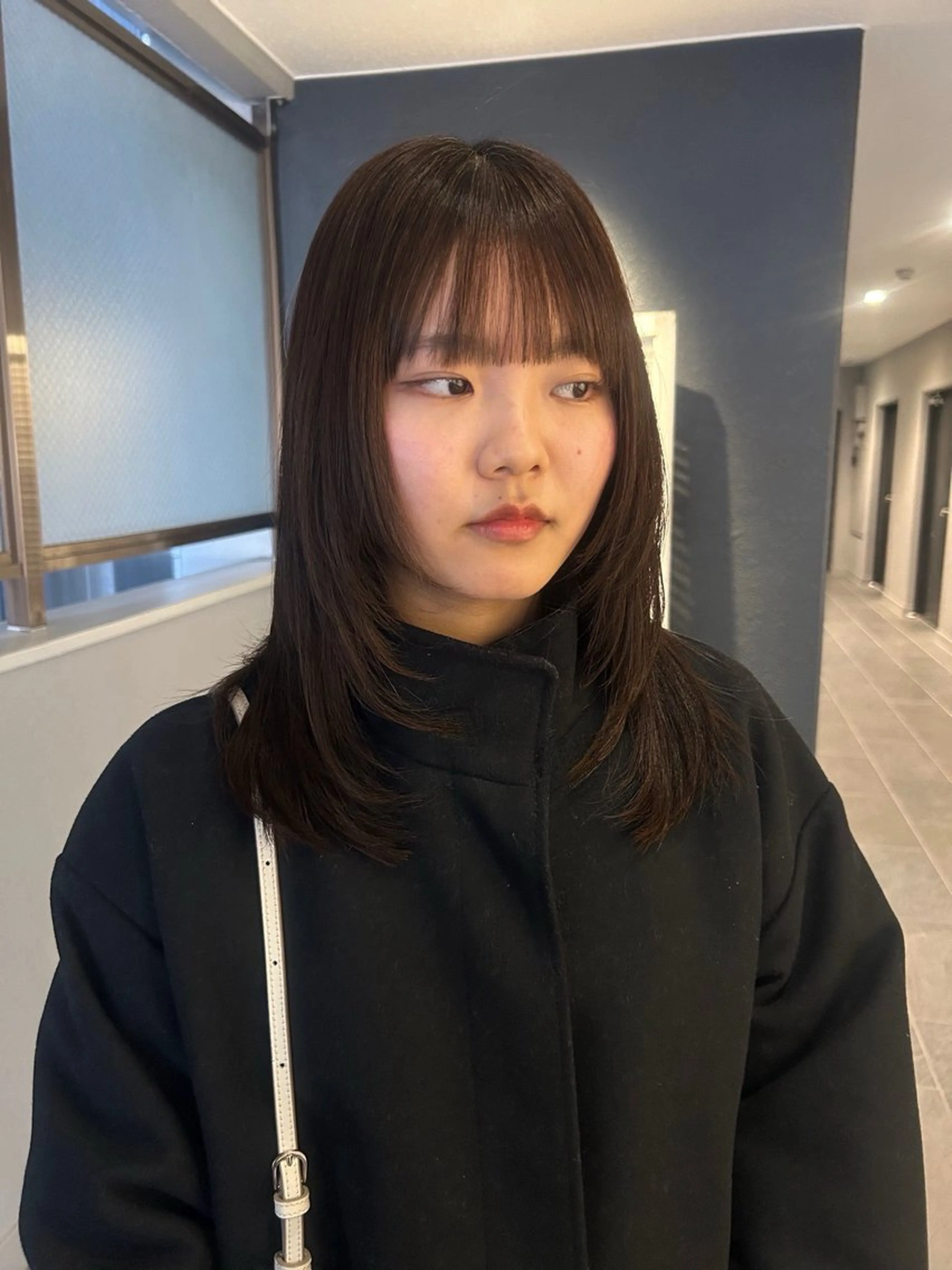 ミディアム カラー カット ヘアカラー トリートメント 透明感カラー レイヤーカット りなのヘアスタイル