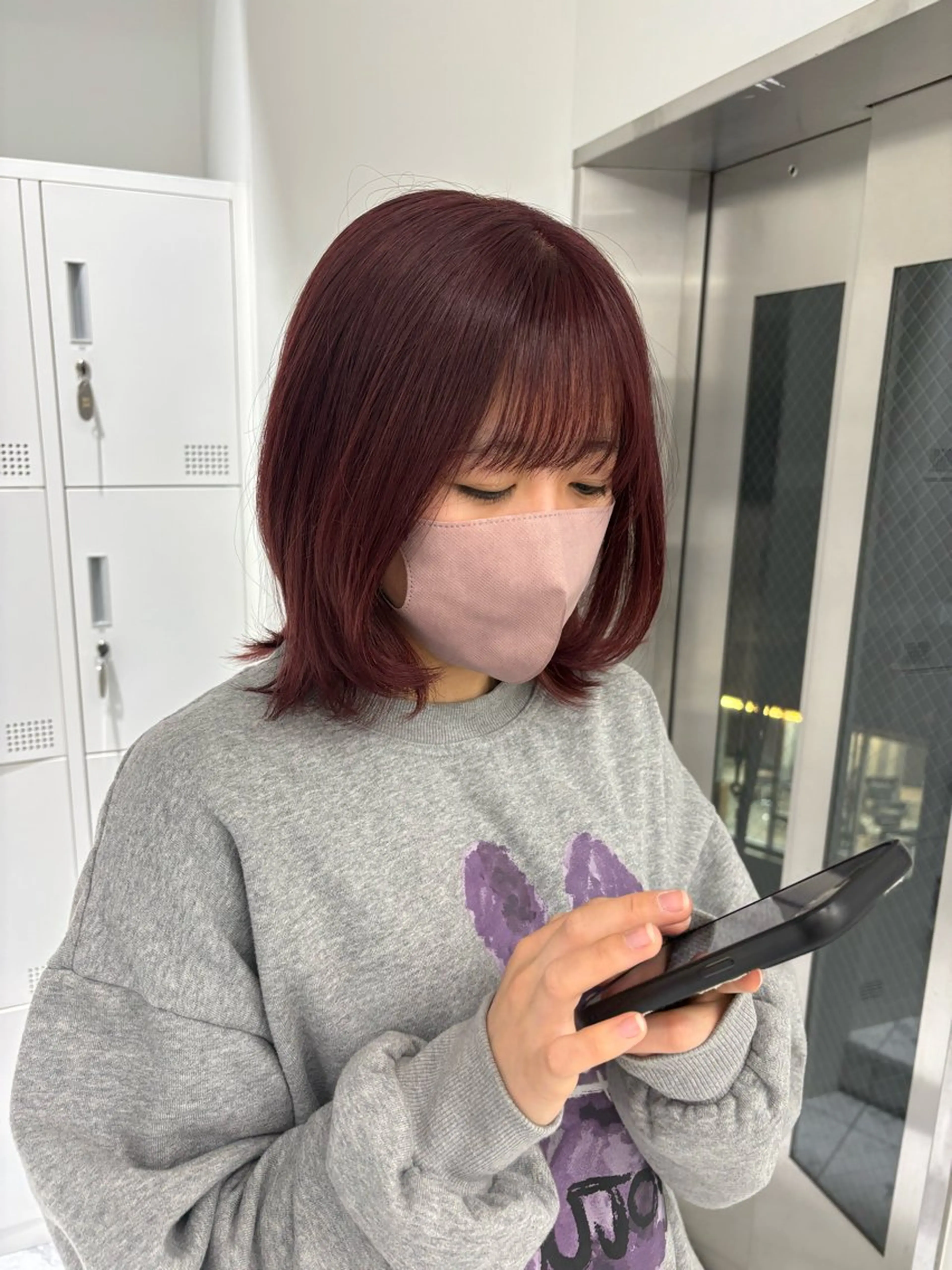 ミディアム カラー カシス レッドカラー ヘアカラー トリートメント Beleza Era所属・韓国レイヤー/ 縮毛矯正🎀minaのヘアスタイル