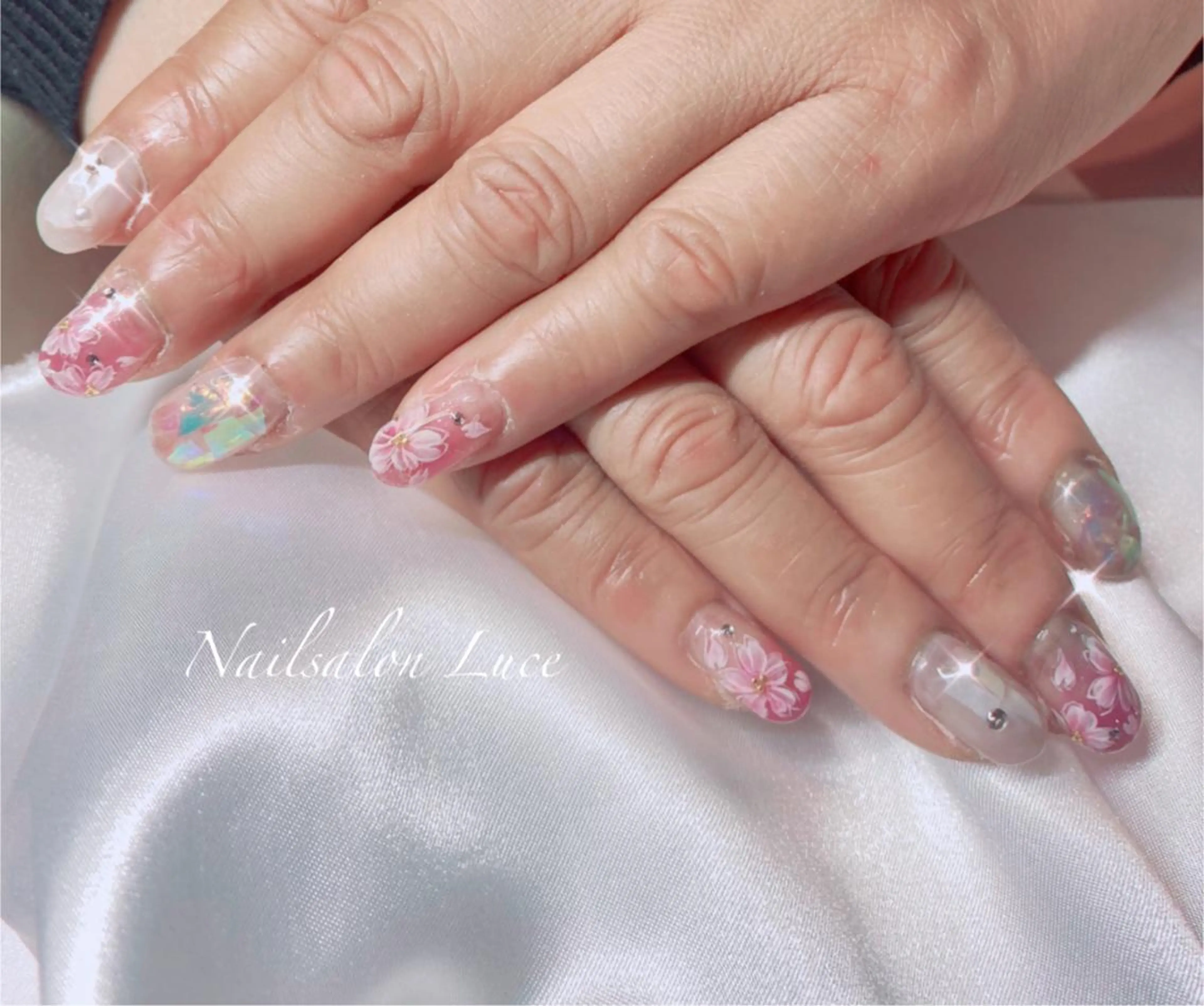 ネイル 桜ネイル ジェルネイル ワンカラーネイル 春ネイル ネイル& 脱毛サロン　Lのマツエク・マツパデザイン