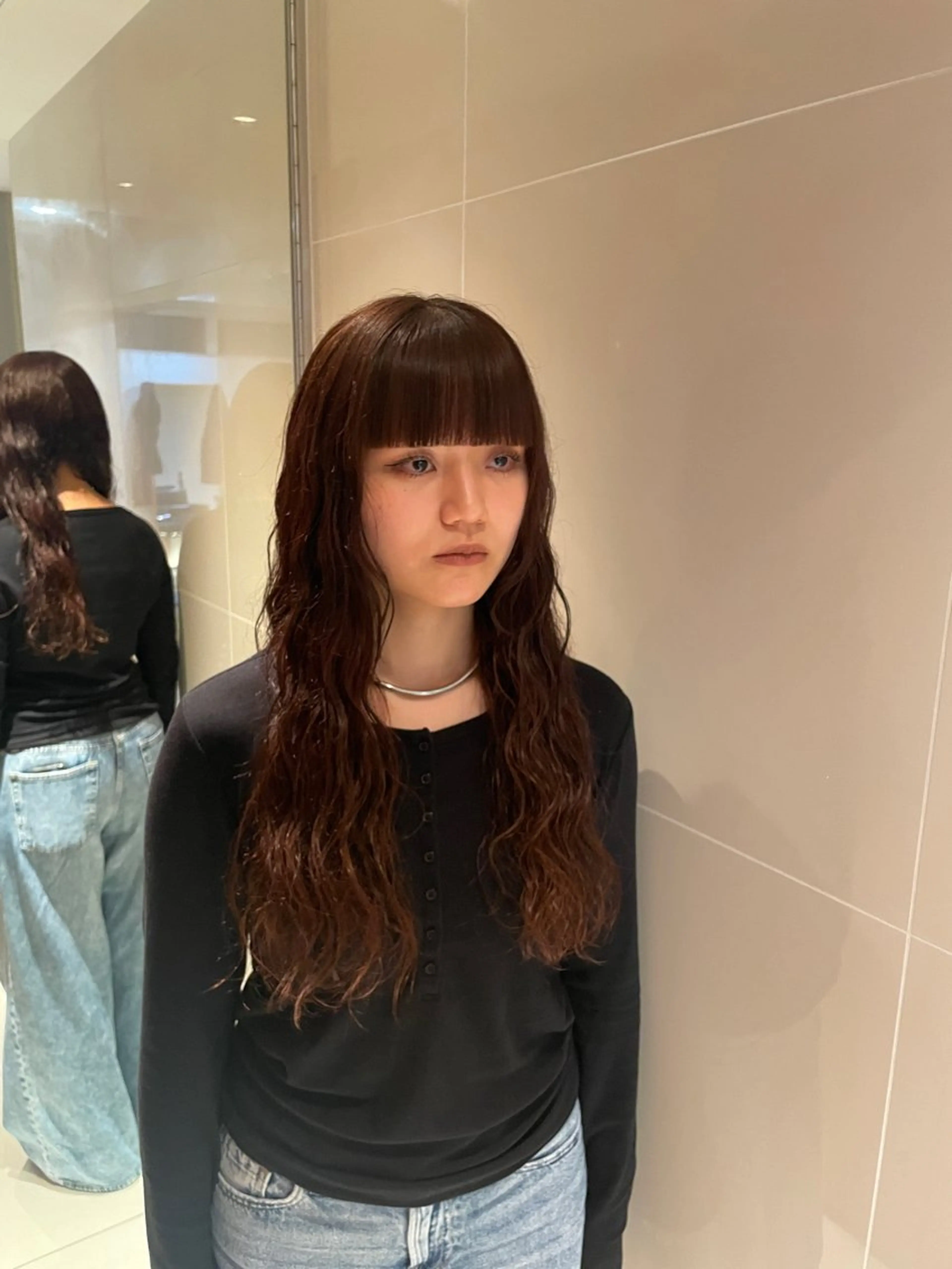 ロング パーマ 縮毛矯正 ストレートパーマ パーマ 縮毛矯正 縮毛矯正/レイヤー /ひかるのヘアスタイル