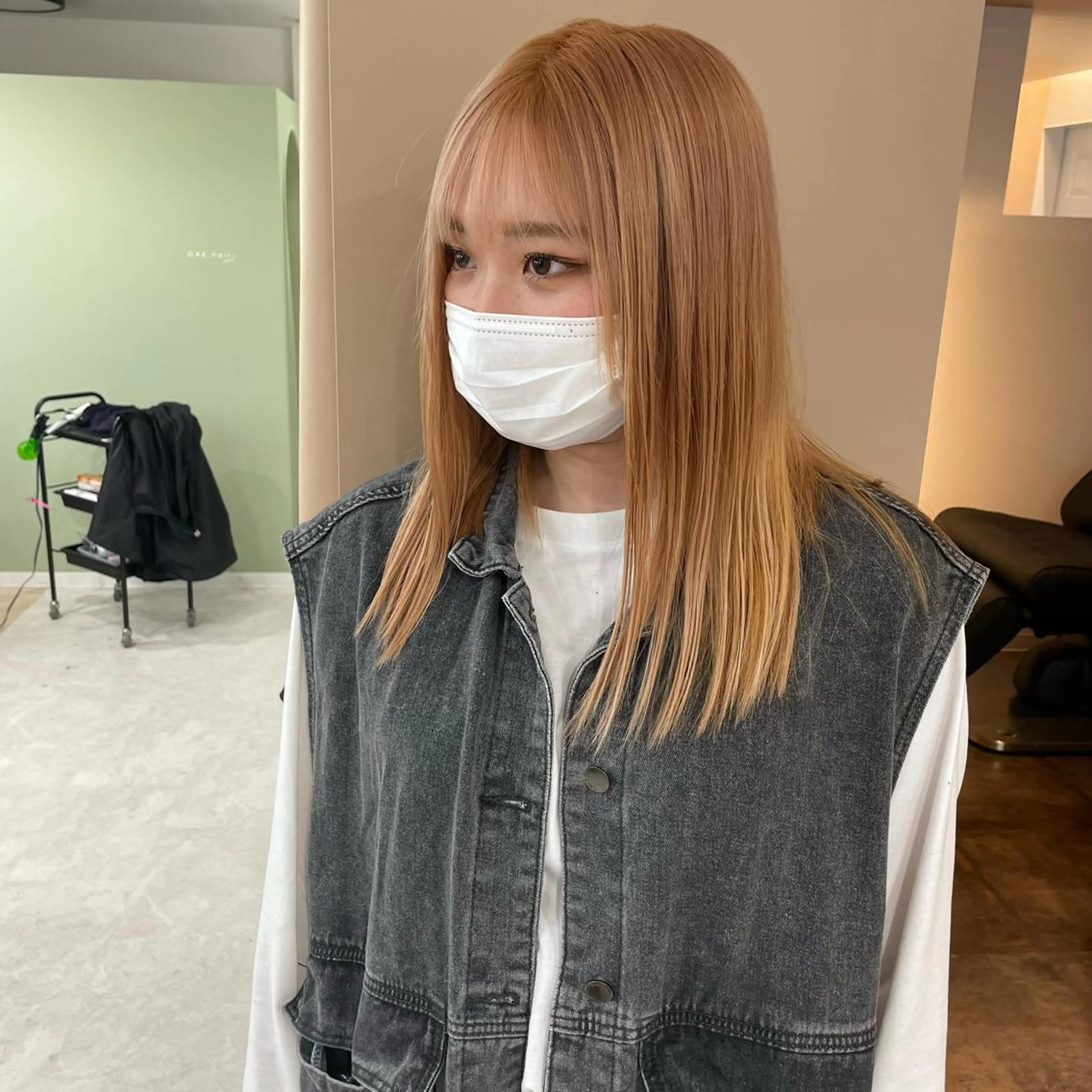 ミディアム rina／ベージュ ワンホン/韓国ヘアのヘアスタイル