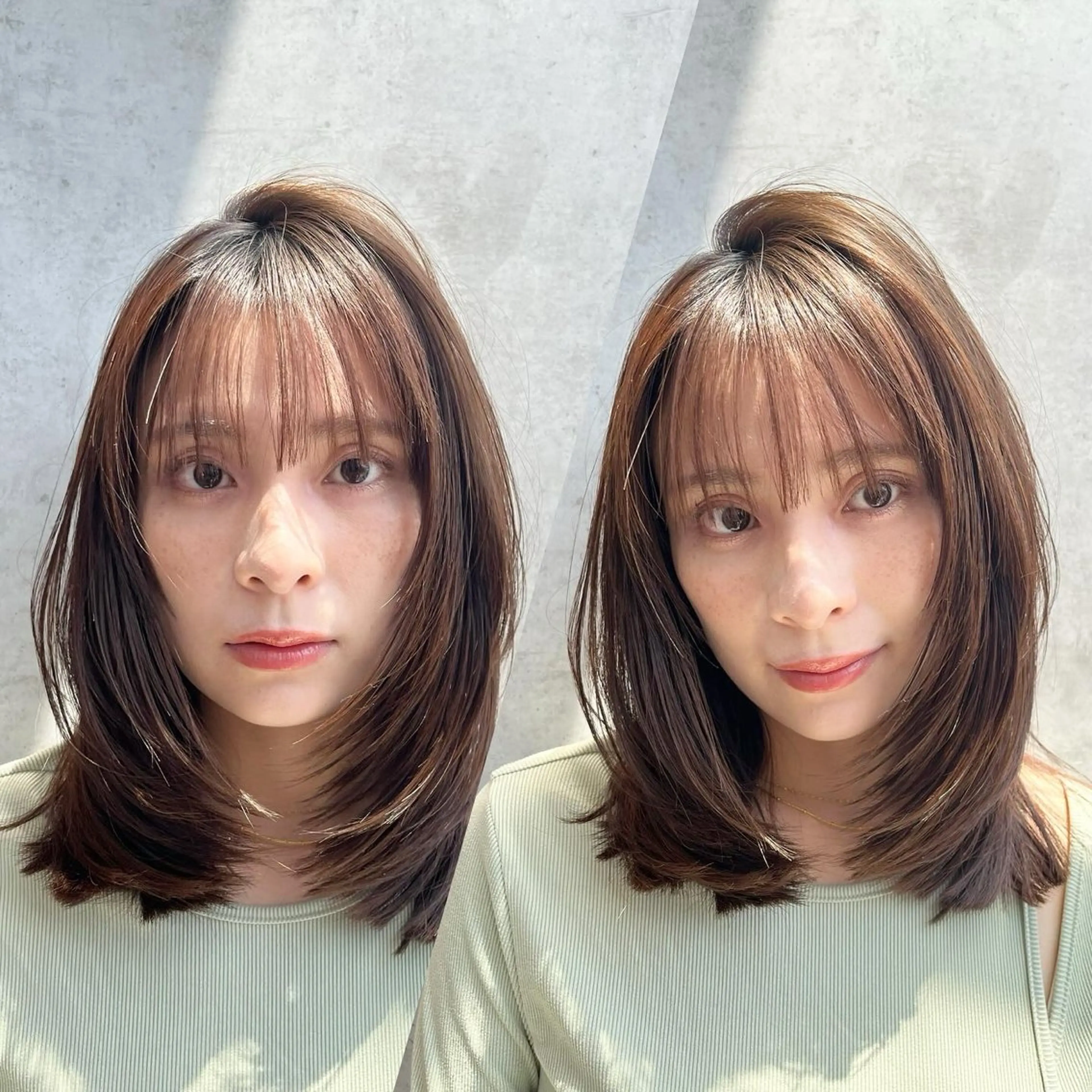 ミディアム カラー 山崎/ボブ縮毛矯正 レイヤー髪質改善のヘアスタイル