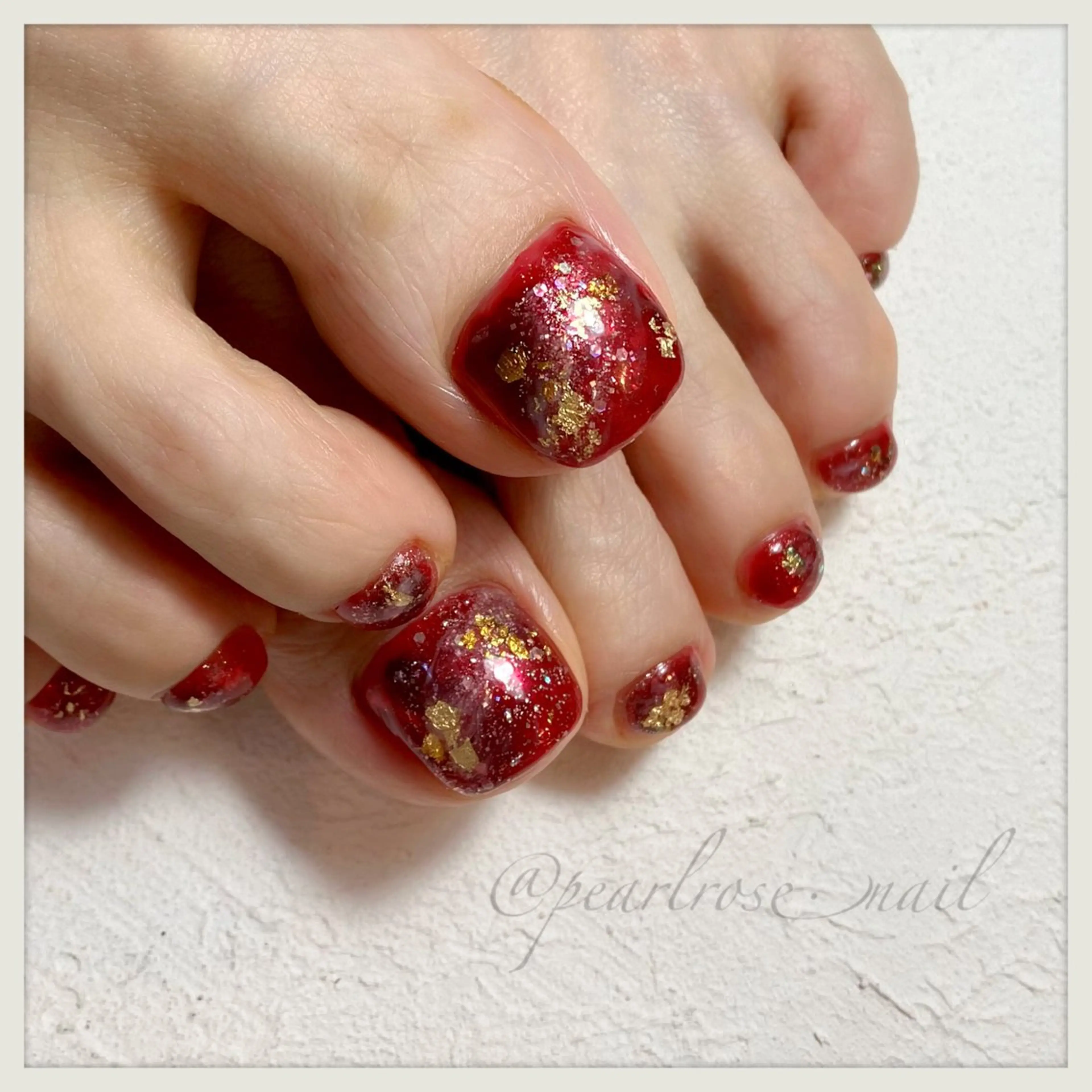 ネイル フットネイル フットネイル Beauty salon Ryu・ange所属・PEARL ROSE パールローズのネイルデザイン