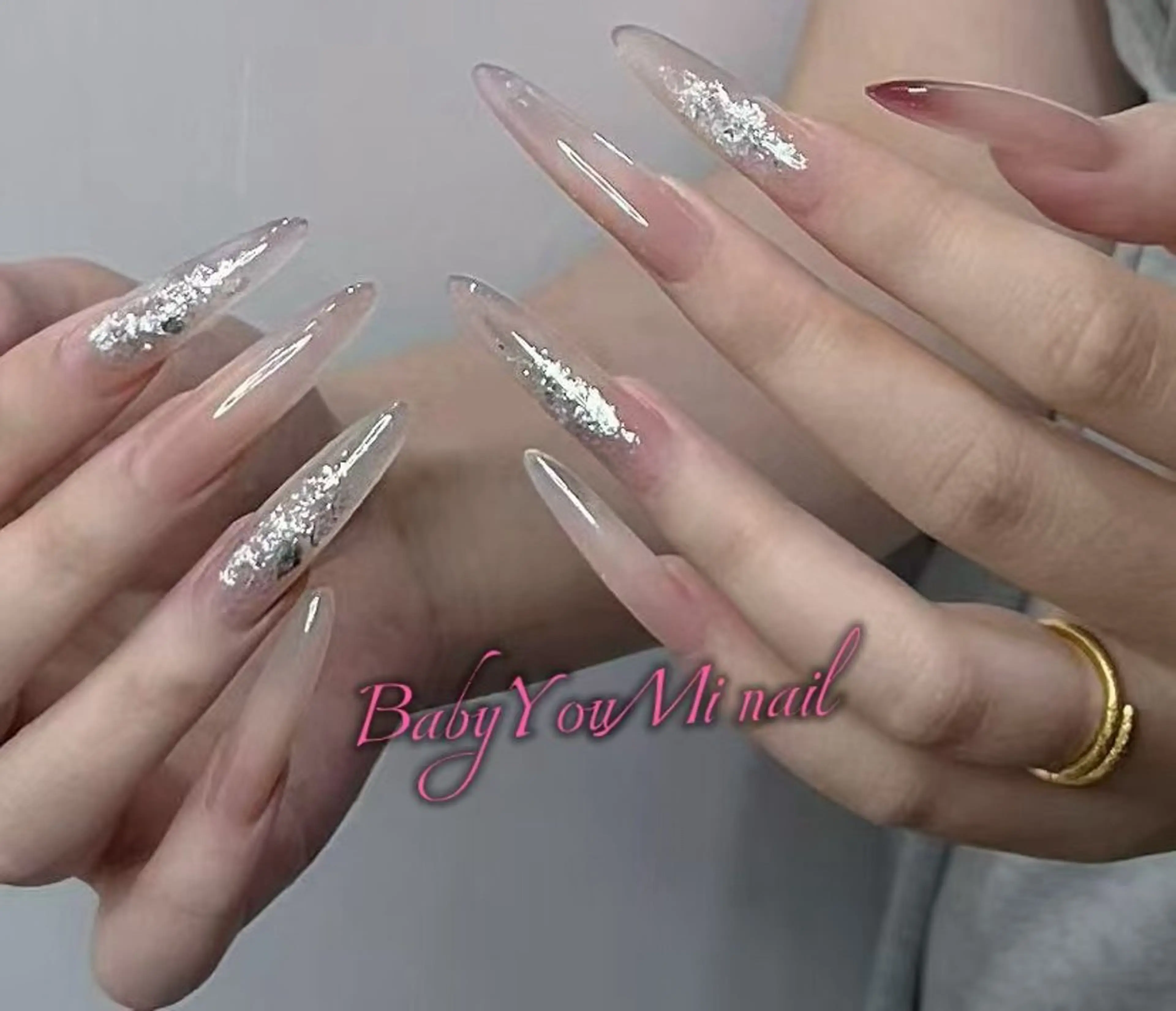 ネイル オーロラネイル フラワーネイル フットネイル フレンチネイル ジェルネイル ハンドネイル BabyYouMi nailのネイルデザイン