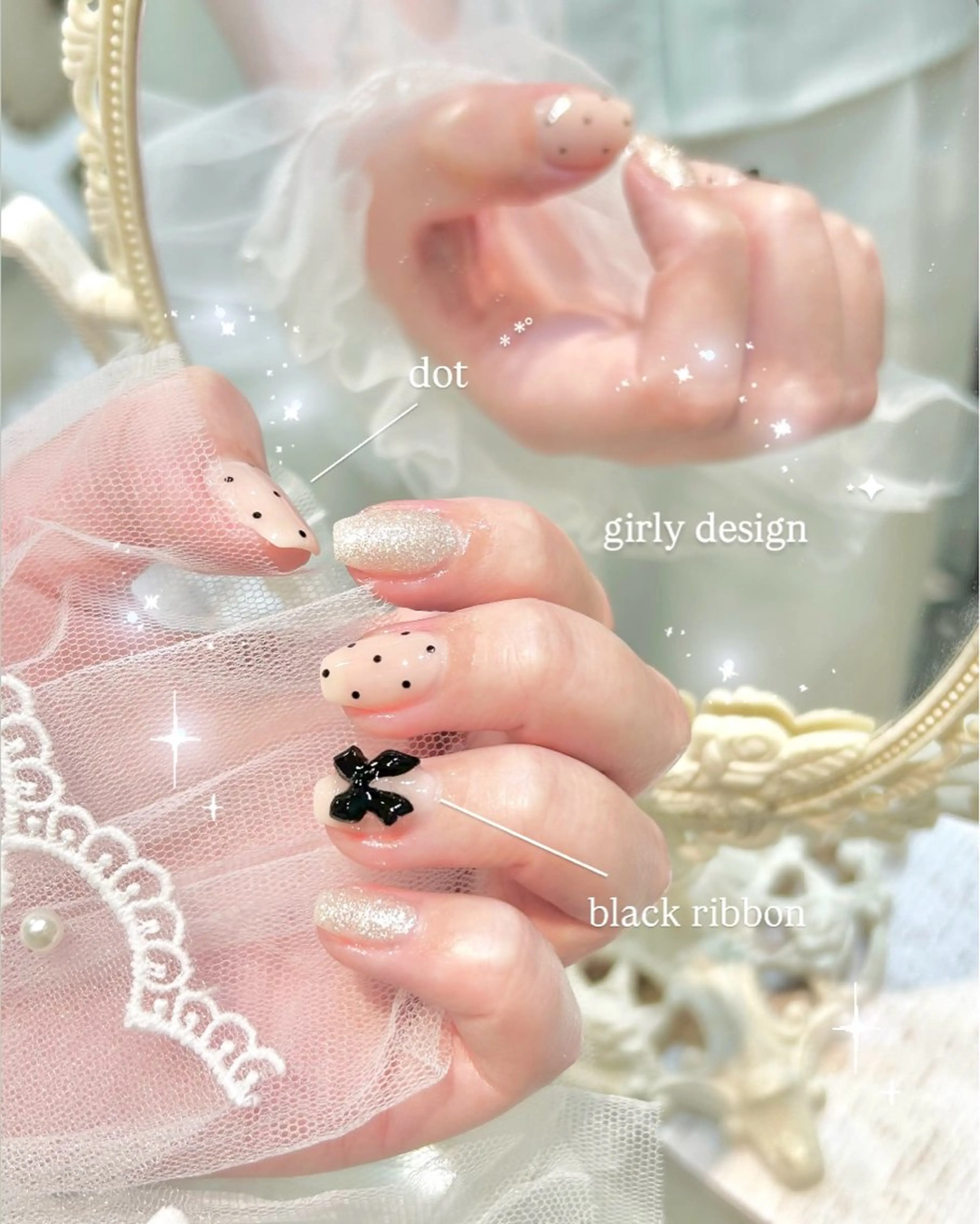 ネイル クリアネイル ドット ハンドネイル 🎀チーク/ちゅるん 🫧chisa🎀のネイルデザイン