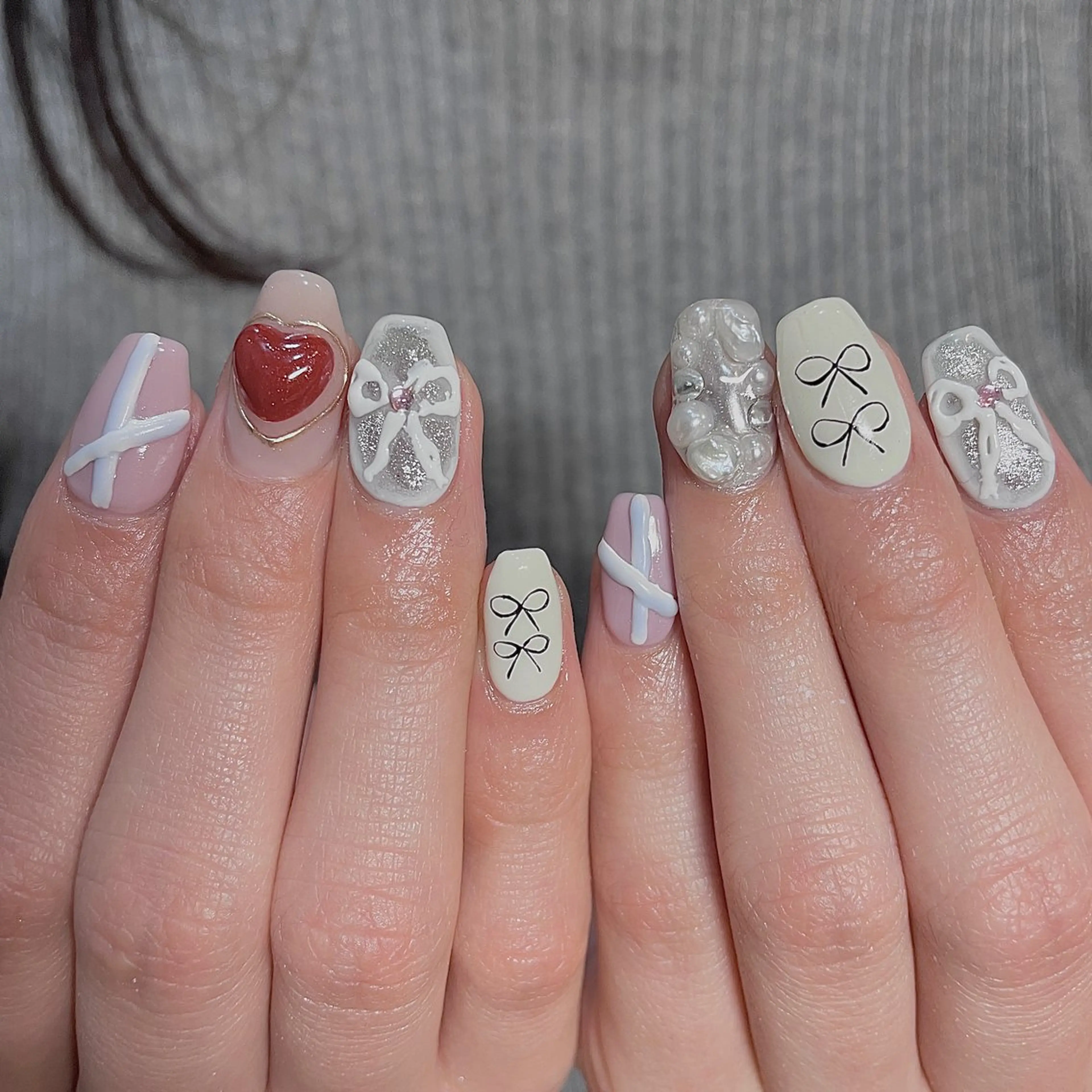 ネイル ハート 韓国ネイル ロングネイル マグネットネイル ミラーネイル ハンドネイル acs.n所属・ネイル，耳つぼ 風間すみれのその他イメージ