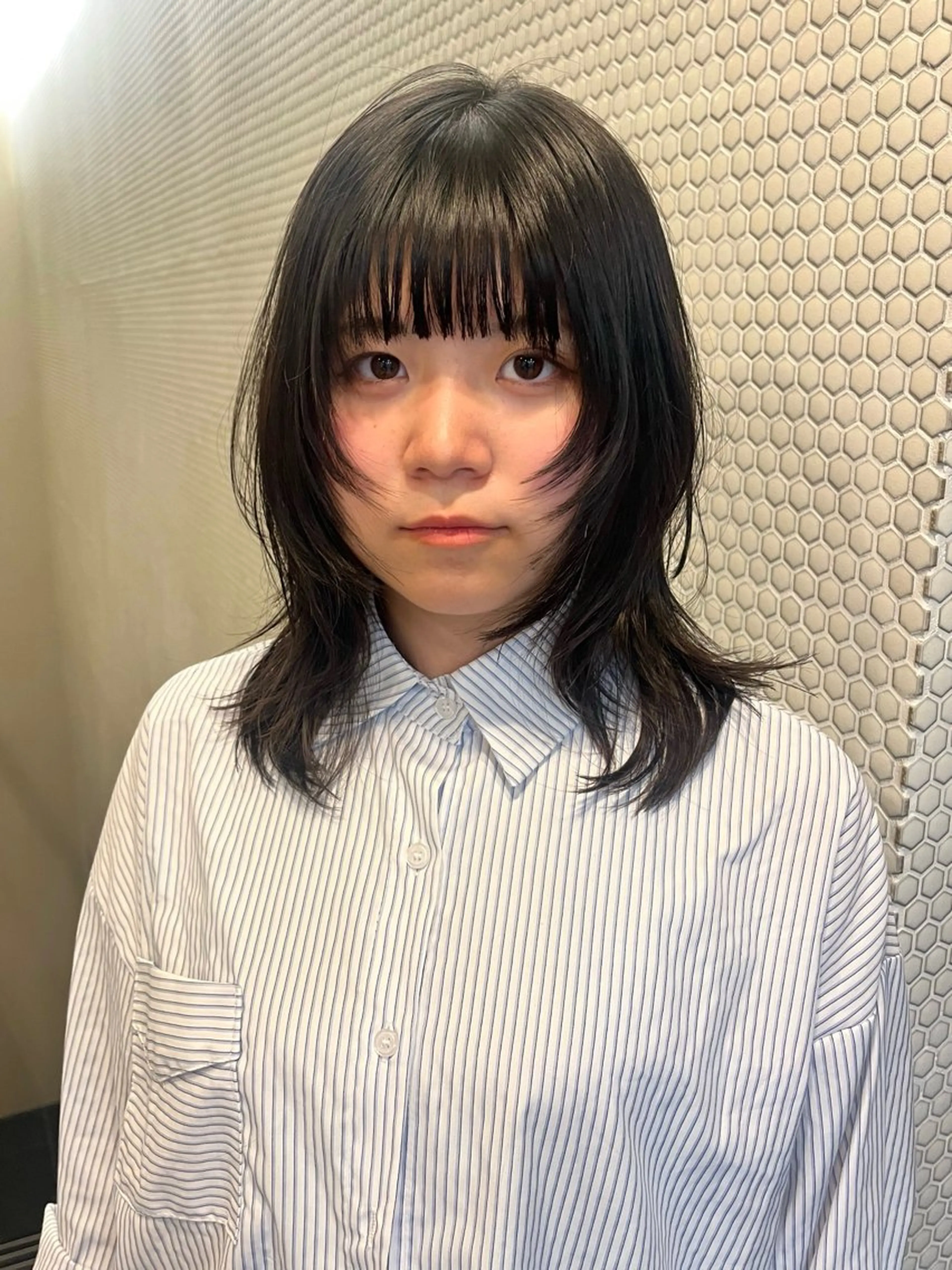 ミディアム ハッシュカット レイヤーカット レイヤー/暖色/ 髪質改善/永礼芳果のヘアスタイル