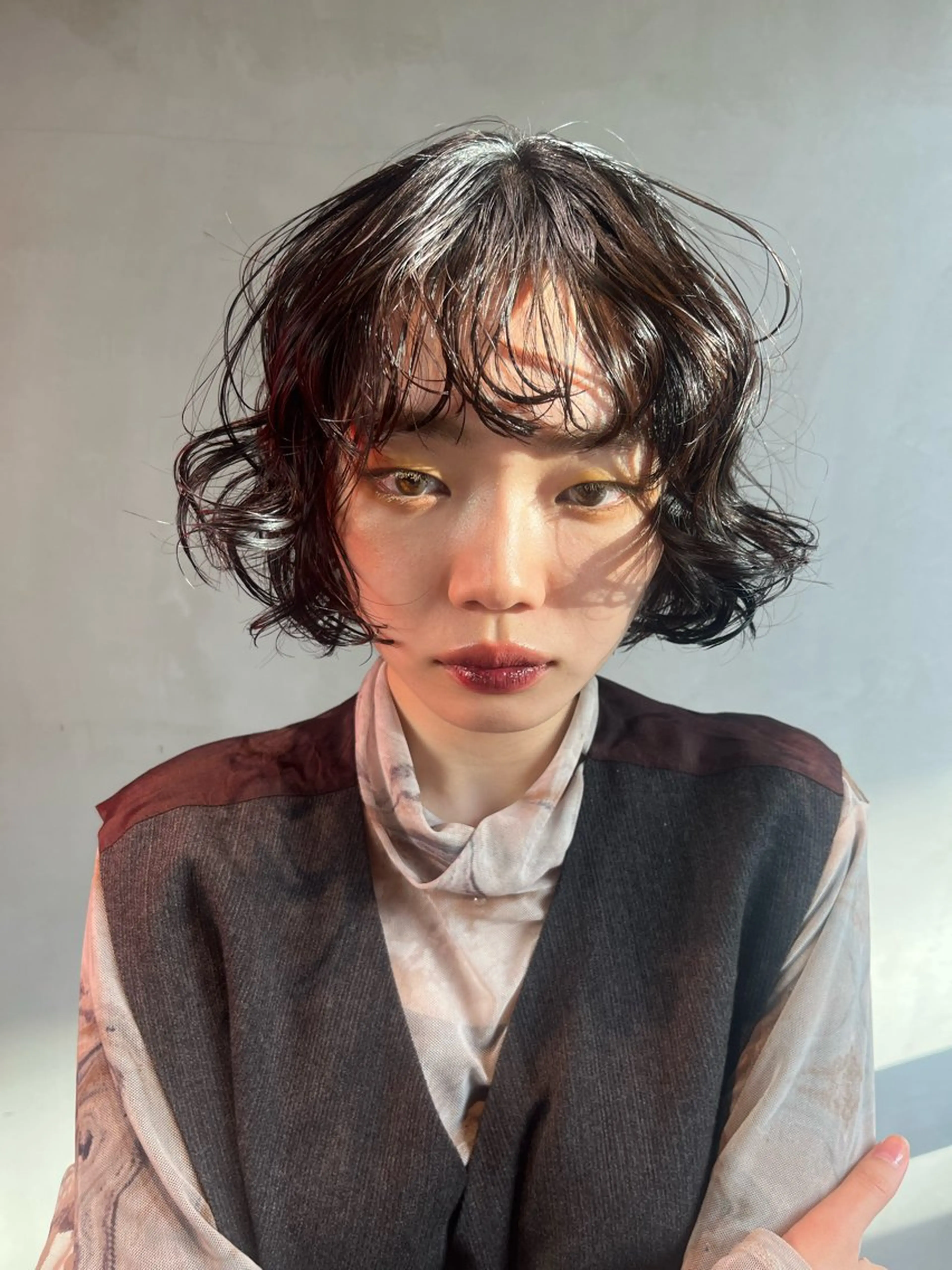 ミディアム ミディアムパーマ ボブ 前嶋 愛友のヘアスタイル