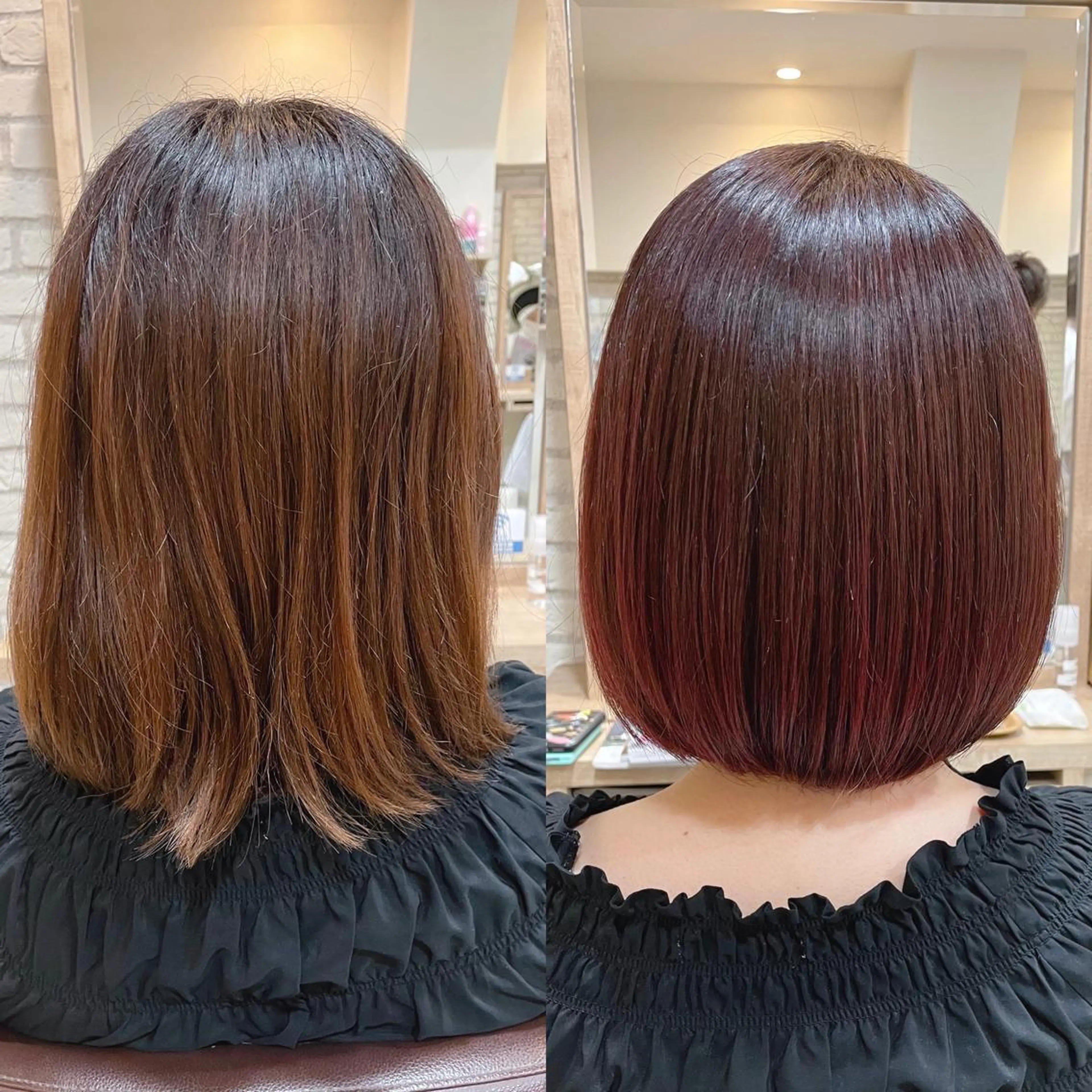 ミディアム カラー ブリーチ ブラウンカラー ブリーチなしカラー ピンクカラー ピンクブラウン 清水 有実子のヘアスタイル