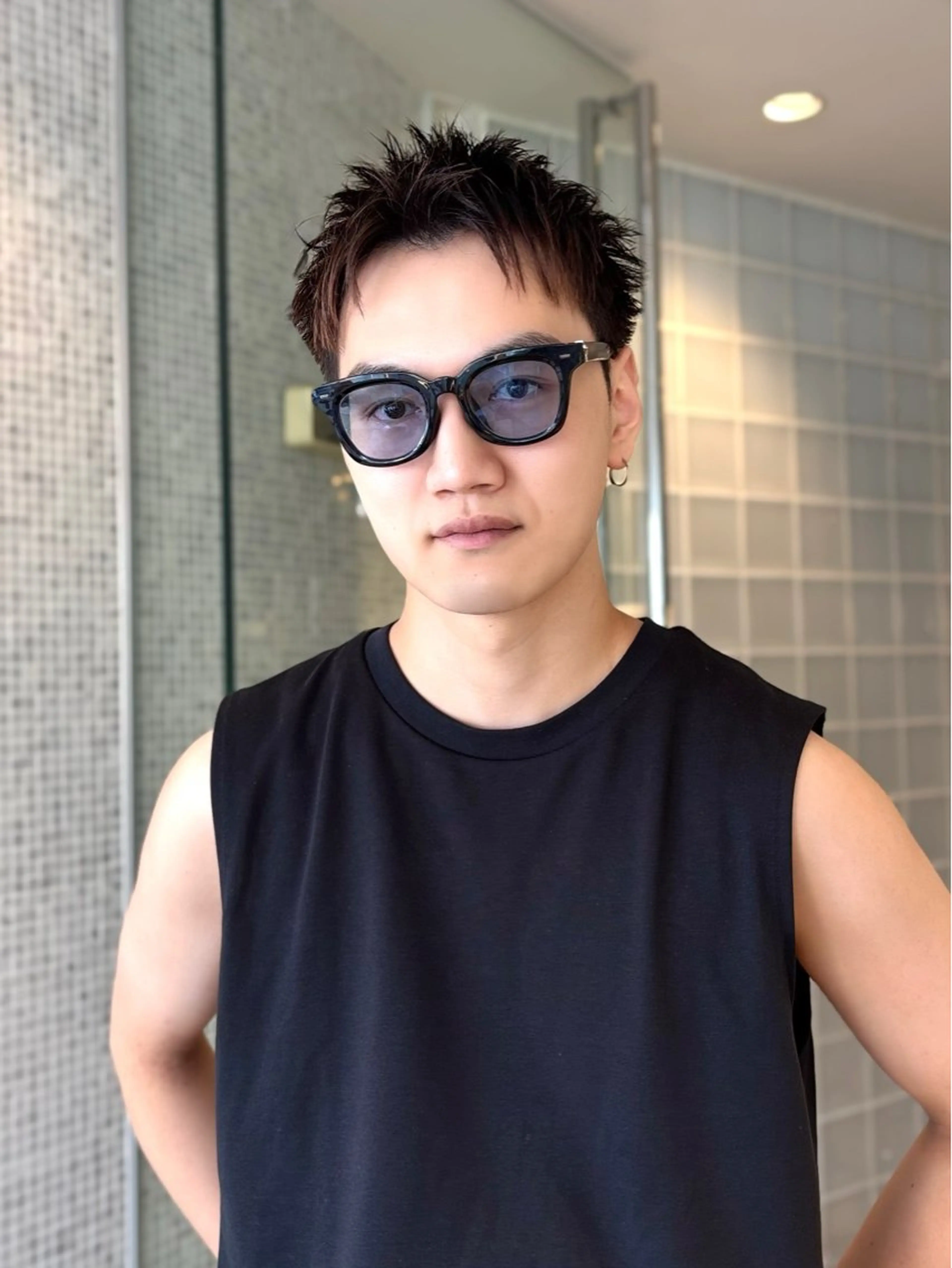 ショート メンズ カット メンズパーマ/ブリー チ/motokiのヘアスタイル