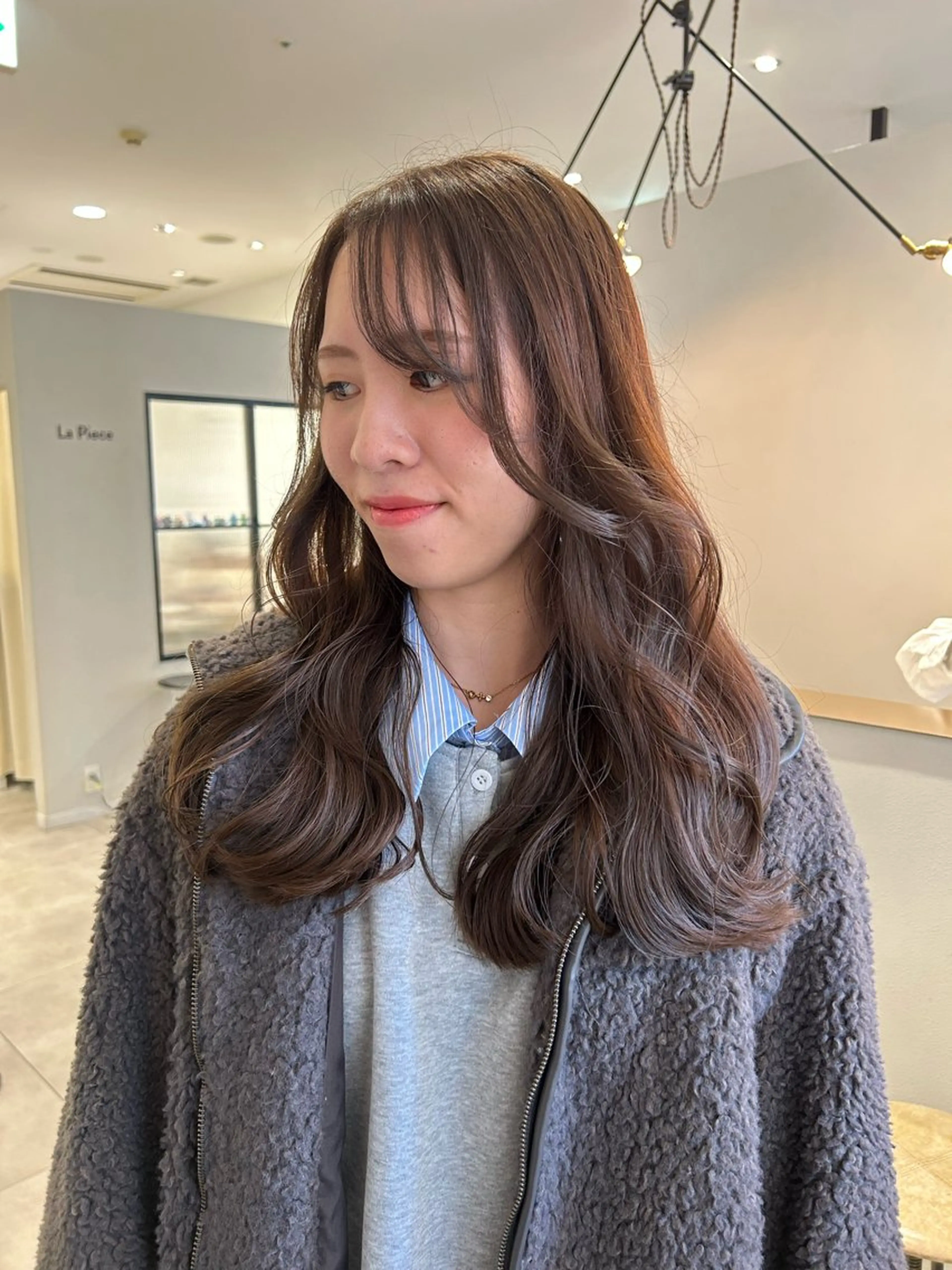 ロング カラー ベージュカラー カット ヘアカラー オリーブベージュ/ ブリーチなし透明感のヘアスタイル