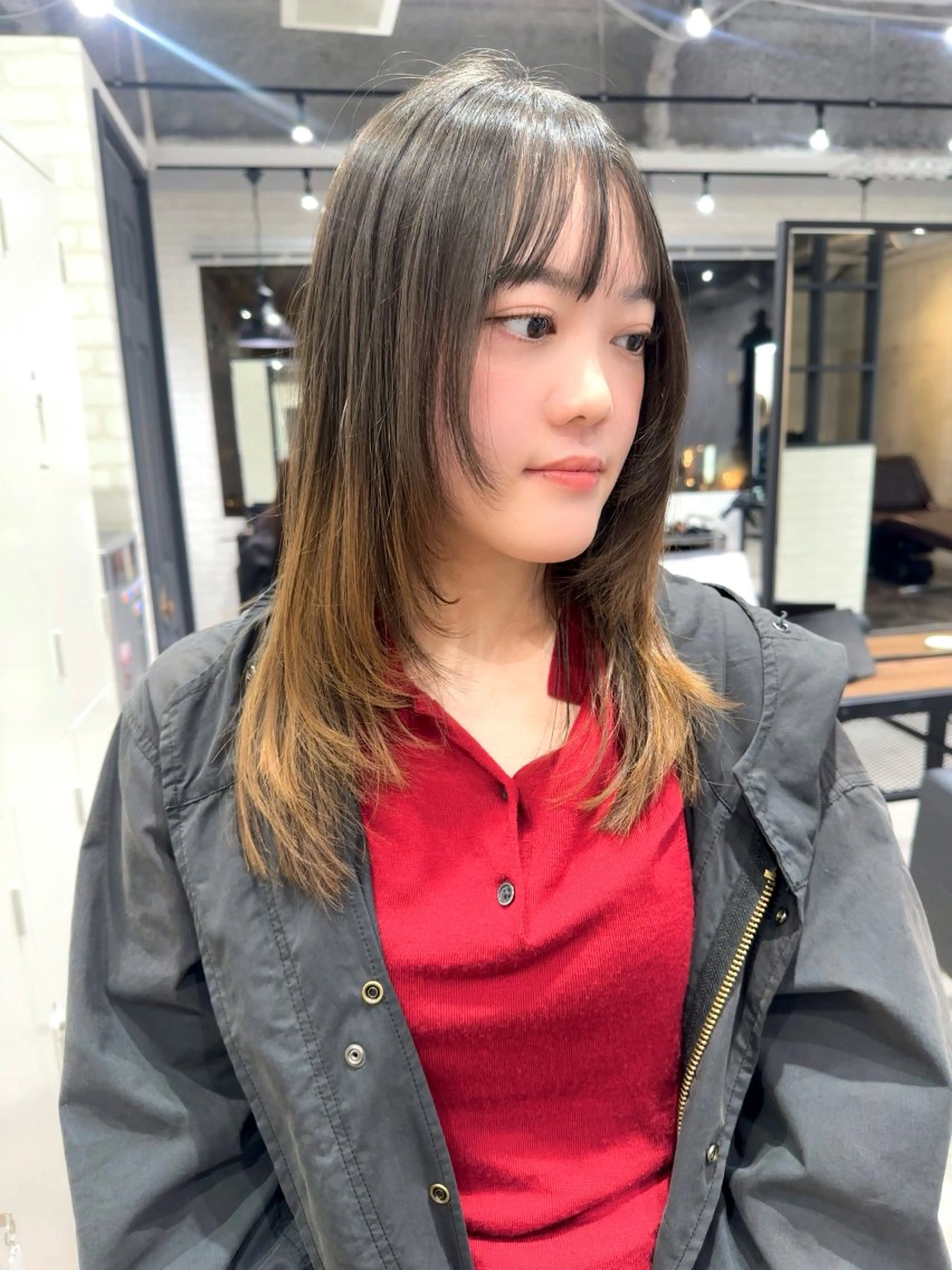 セミロング カラー ハッシュカット カット ヘアカラー トリートメント レイヤー/ボブ/ 顔周り/yukinaのヘアスタイル