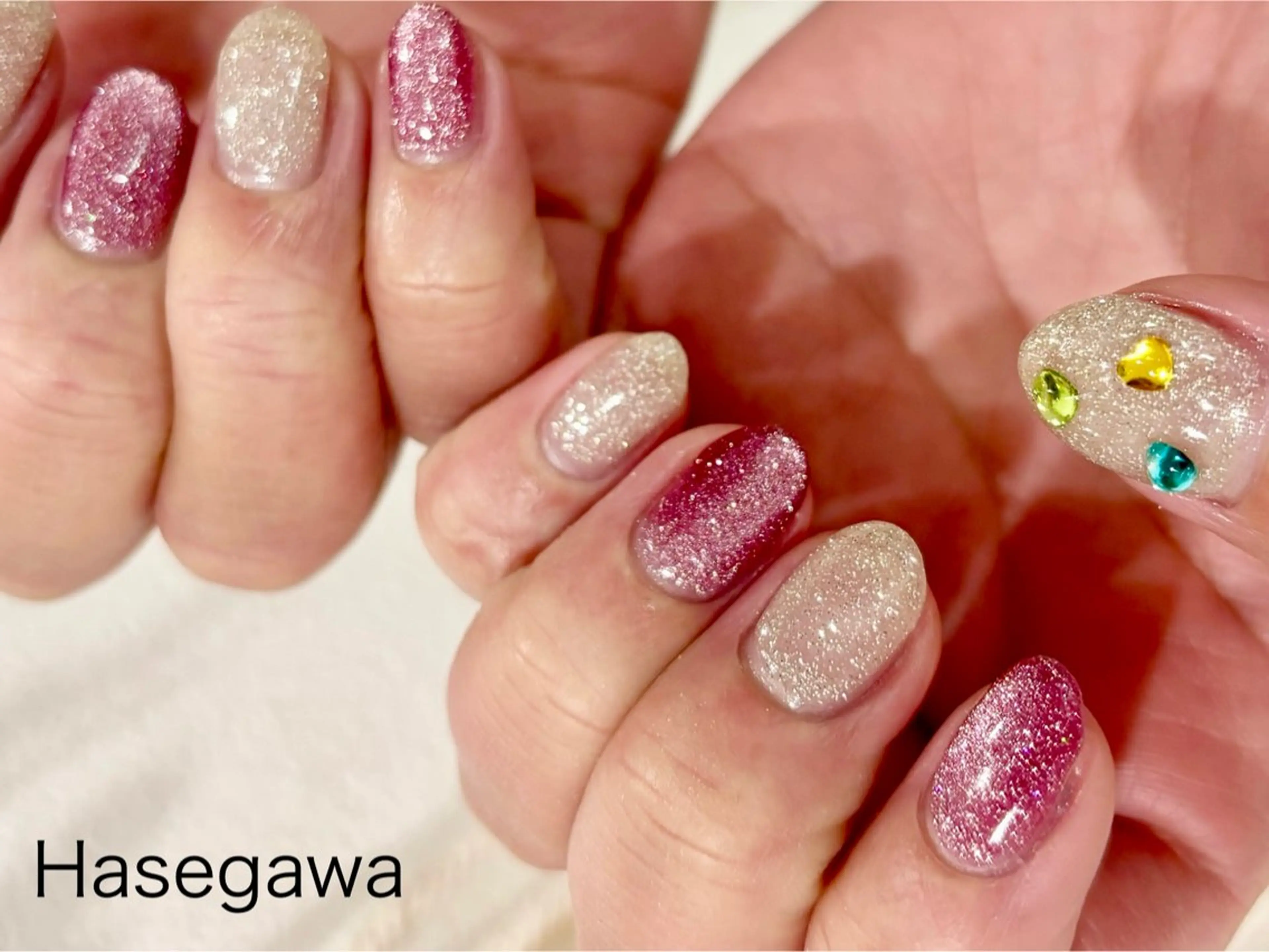 ネイル フラッシュネイル ハート ハンドネイル DROP所属・DROP 長谷川のネイルデザイン