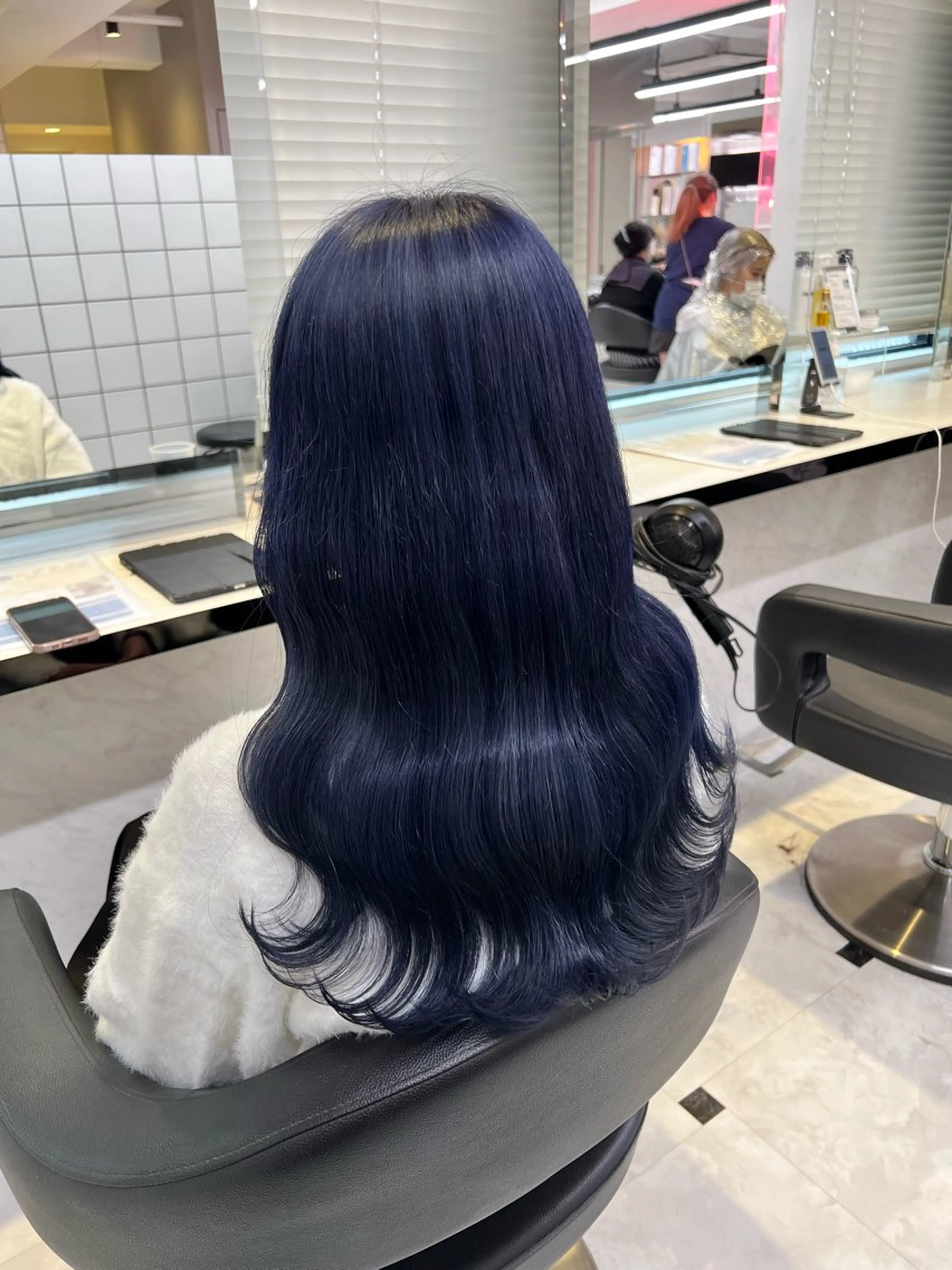 ミディアム カラー ヘアアレンジ ブルーカラー 💕上野美容師☁ ブリーチ💖サワのヘアスタイル