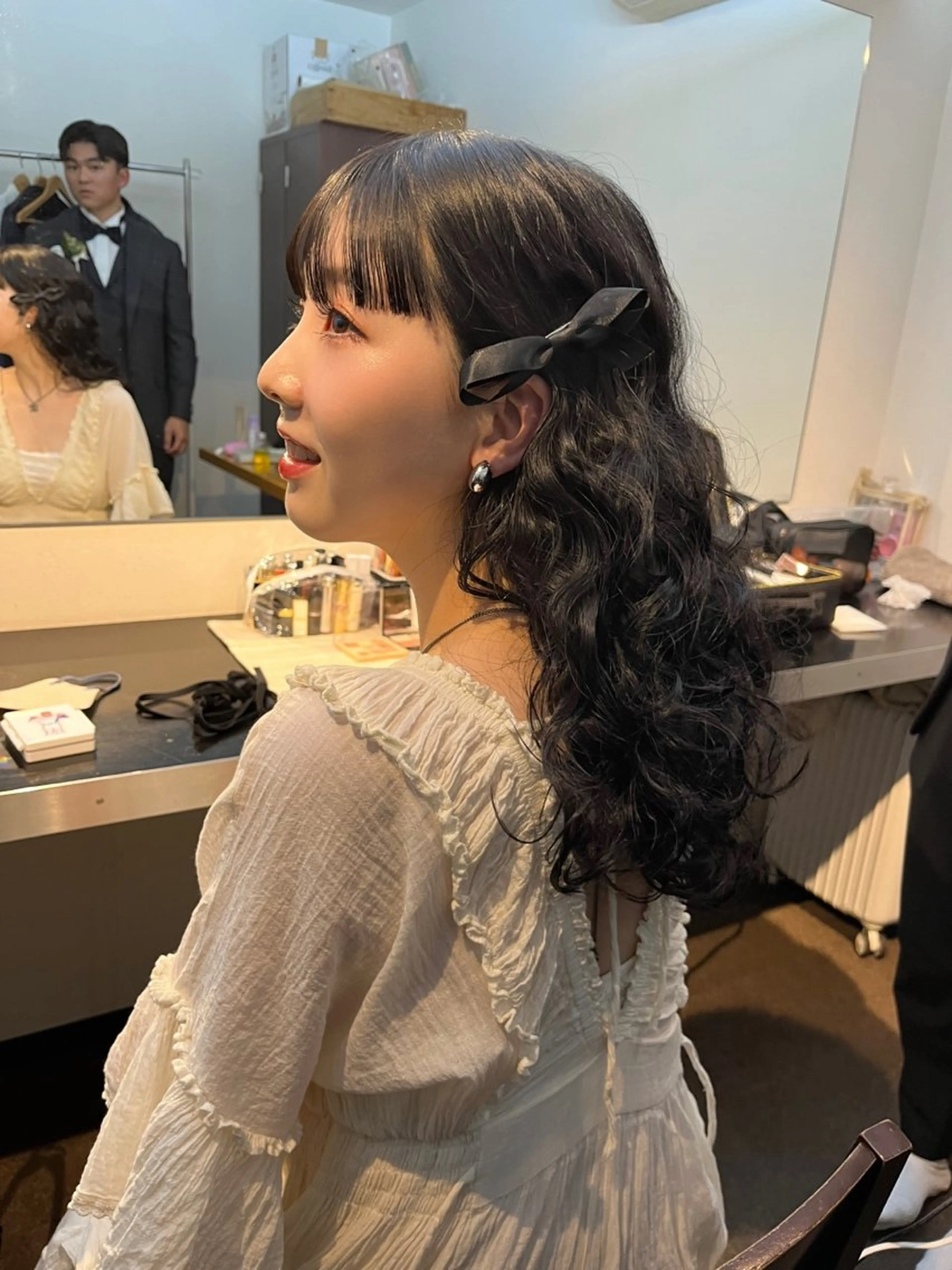 セミロング ヘアセット ハイトーン/顔まわり レイヤー/YUKAのヘアスタイル