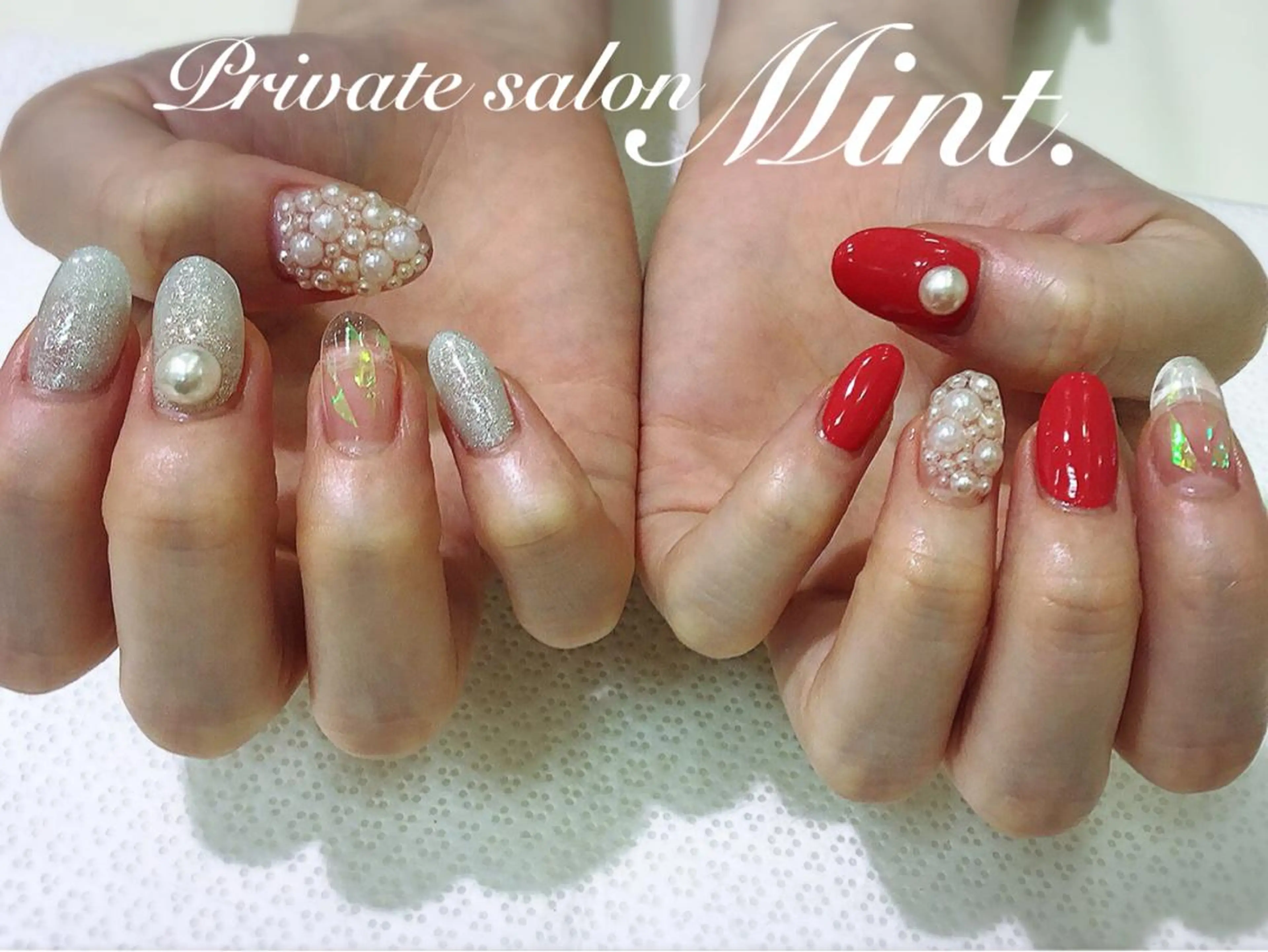 ミディアム ネイル クリアネイル ジェルネイル ハンドネイル Mint. nailのネイルデザイン