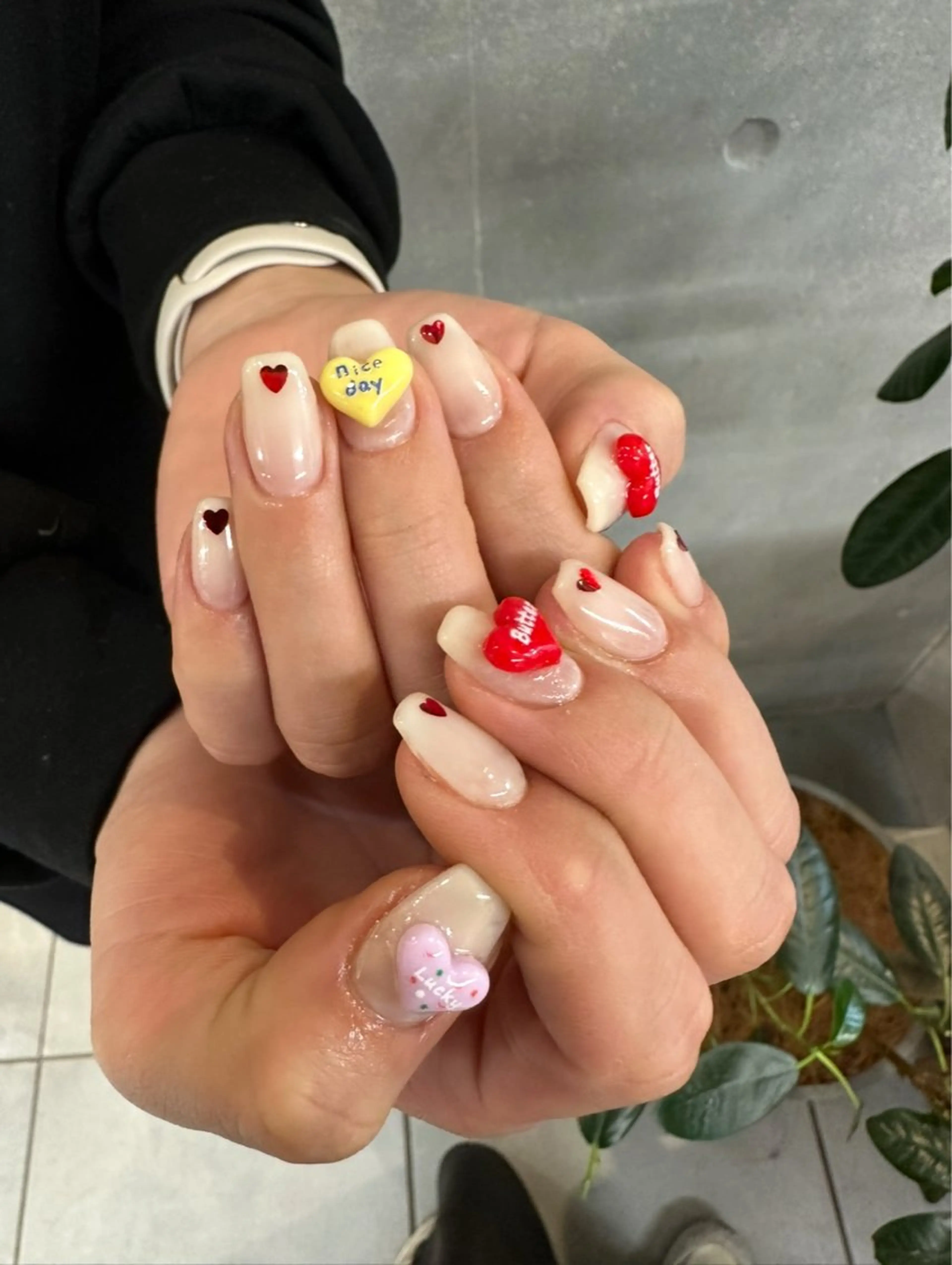 ネイル ハート ワンカラーネイル fukuyasu rikaのネイルデザイン