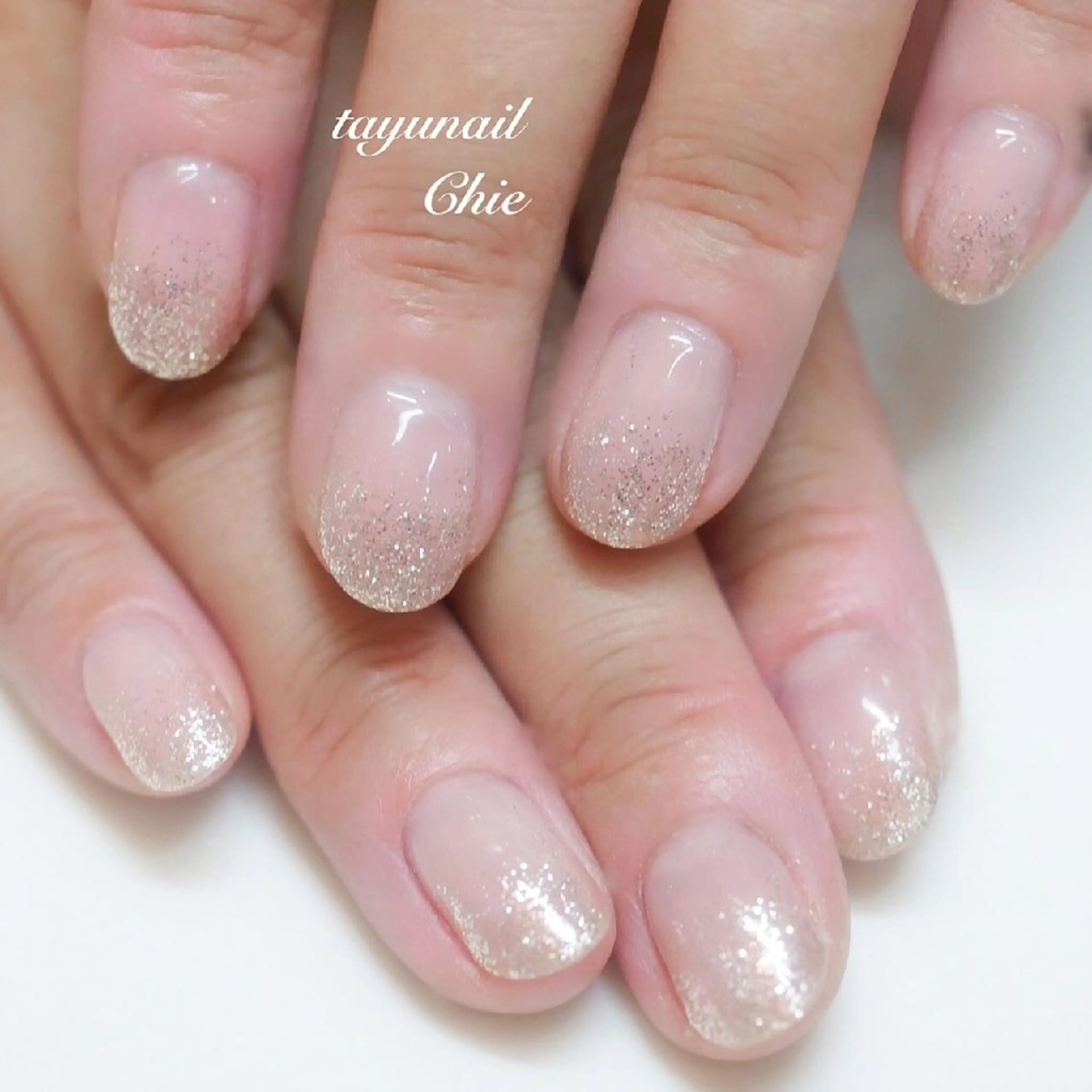 ネイル ブルー クリアネイル ジェルネイル グラデーション ラメ(グリッター) ネイルサロン・ネイルスクール　たゆnail所属・ネイルサロン 【たゆnail】のネイルデザイン