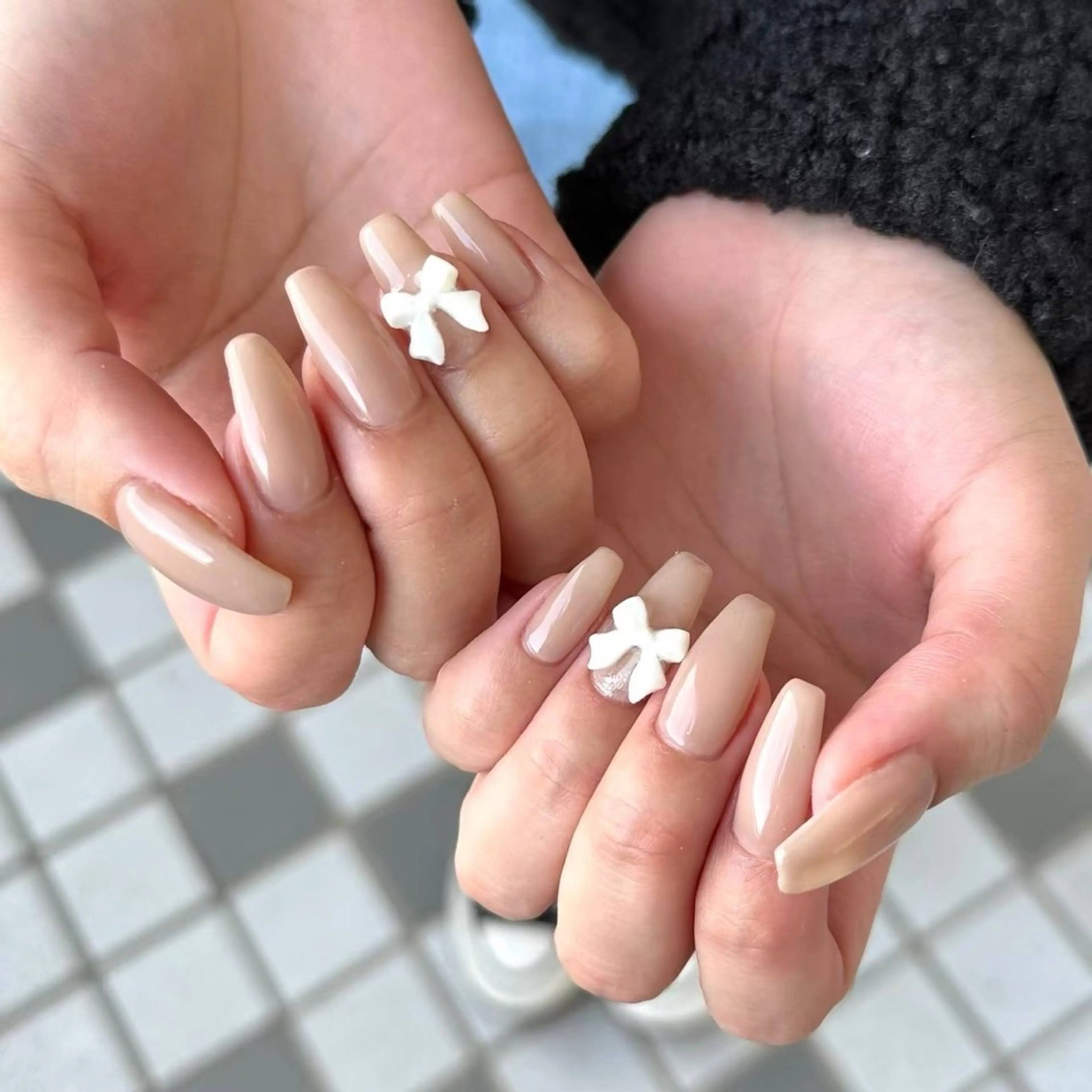 ネイル ワンカラーネイル リボン Momonails Ruiのネイルデザイン