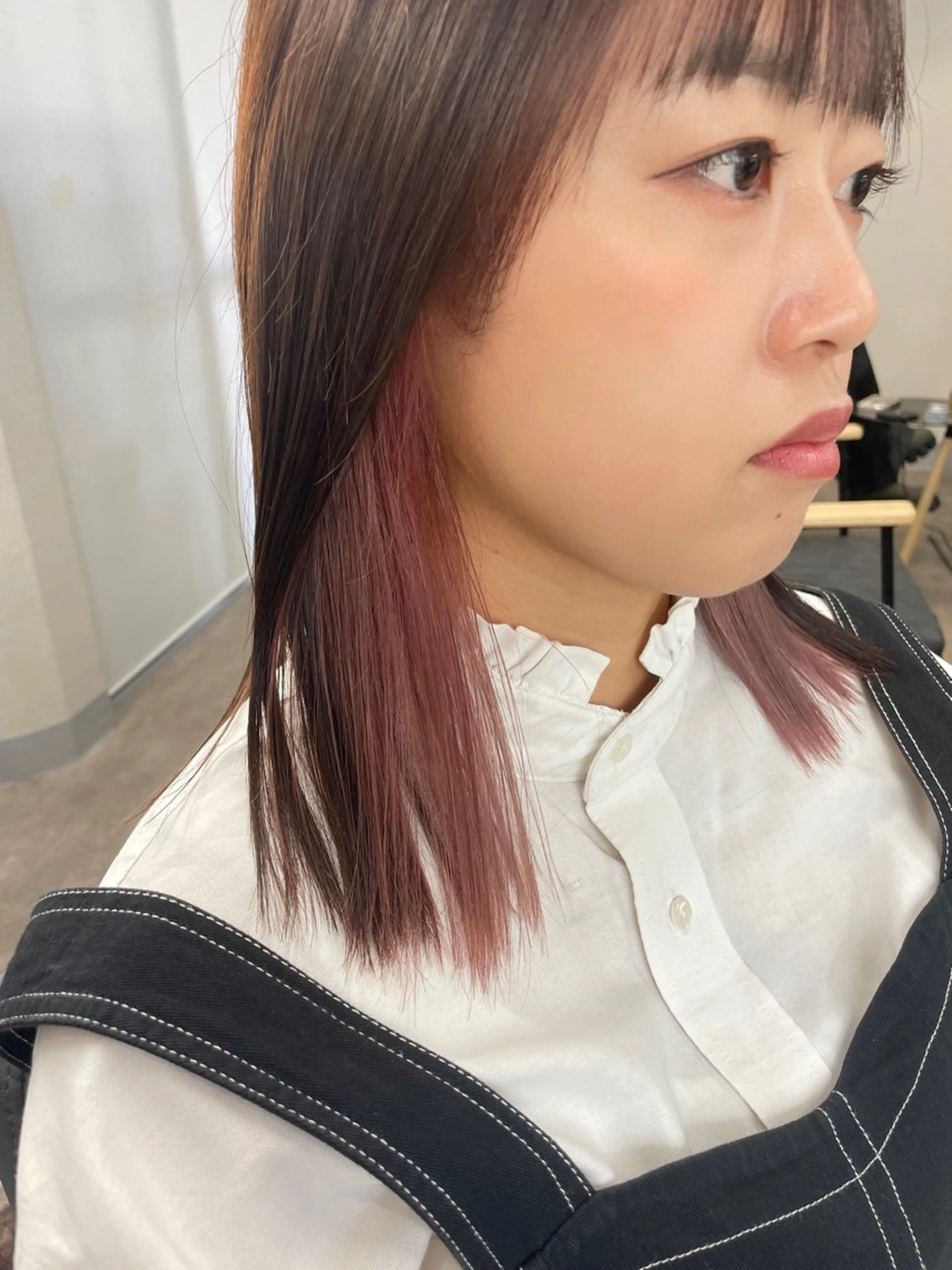 ロング カラー ヘアカラー トリートメント ヘッドスパ ヘアセット Qin shaire salon 原宿店所属・レイヤーカット 韓国ヘアayameのヘアスタイル