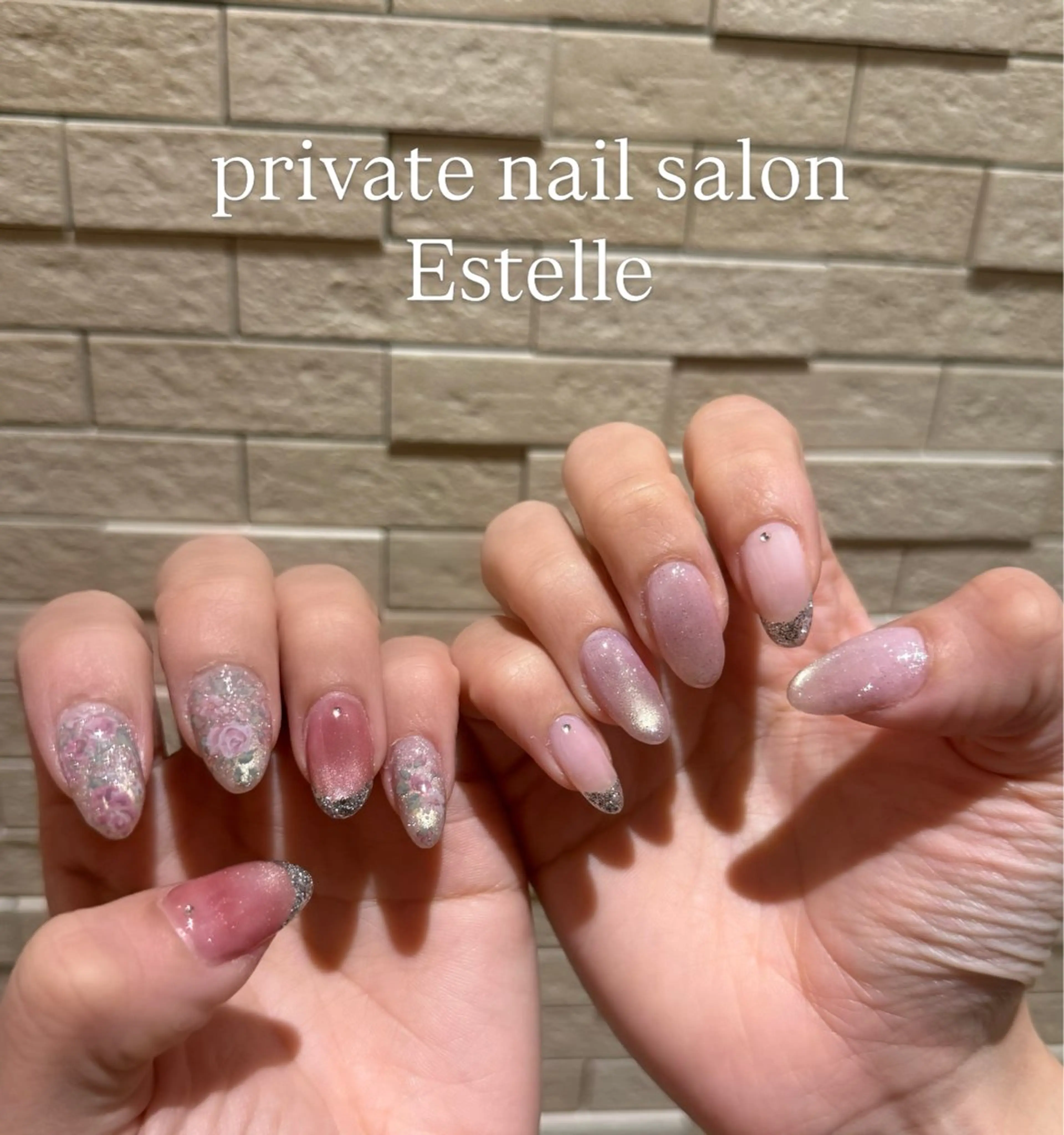 ネイル アートネイル フラワーネイル マグネットネイル ニュアンスネイル ハンドネイル nail salon Estelleのネイルデザイン