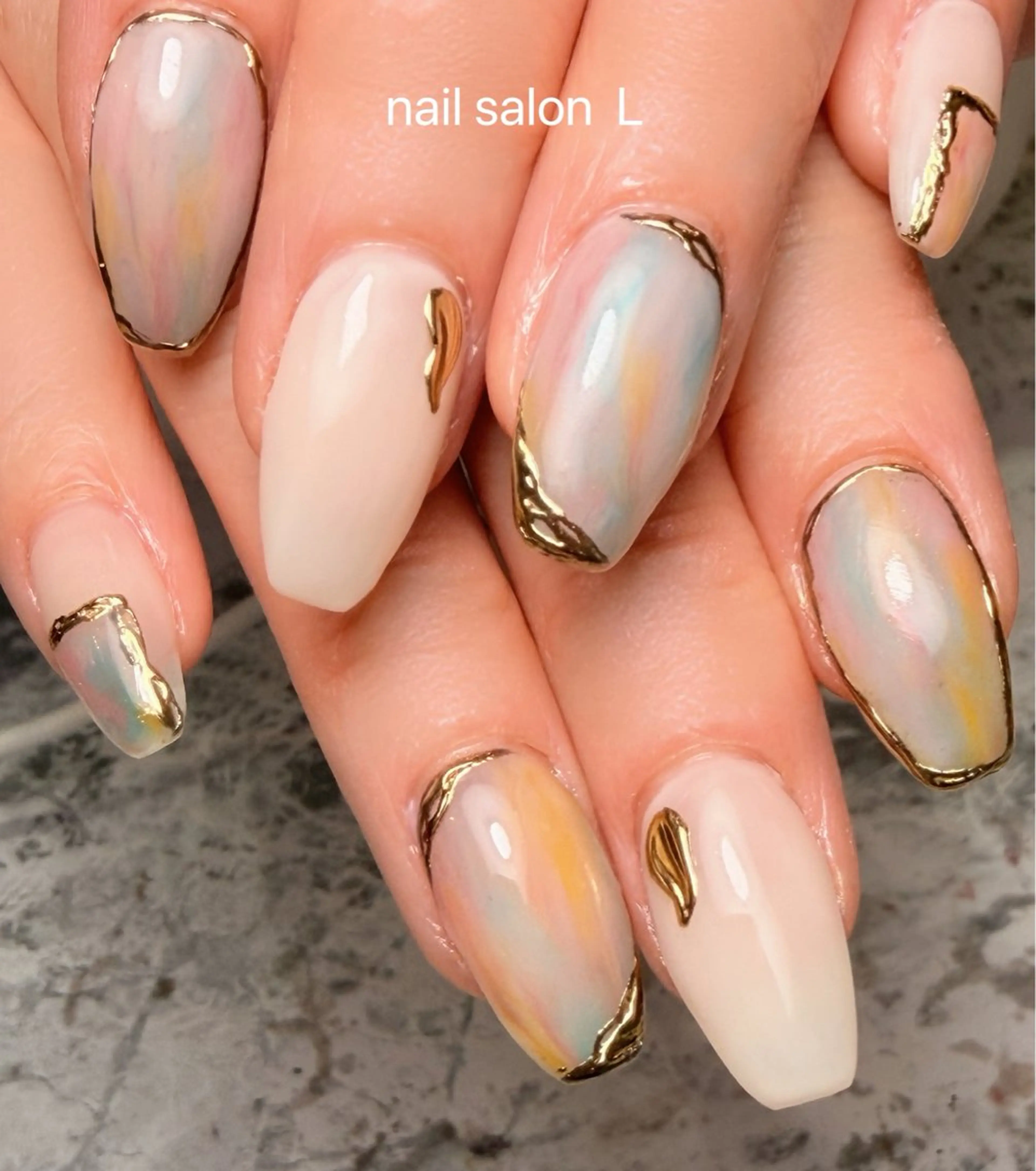 ネイル ニュアンスネイル 春ネイル ハンドネイル 吉川市 ネイルサロンLのネイルデザイン